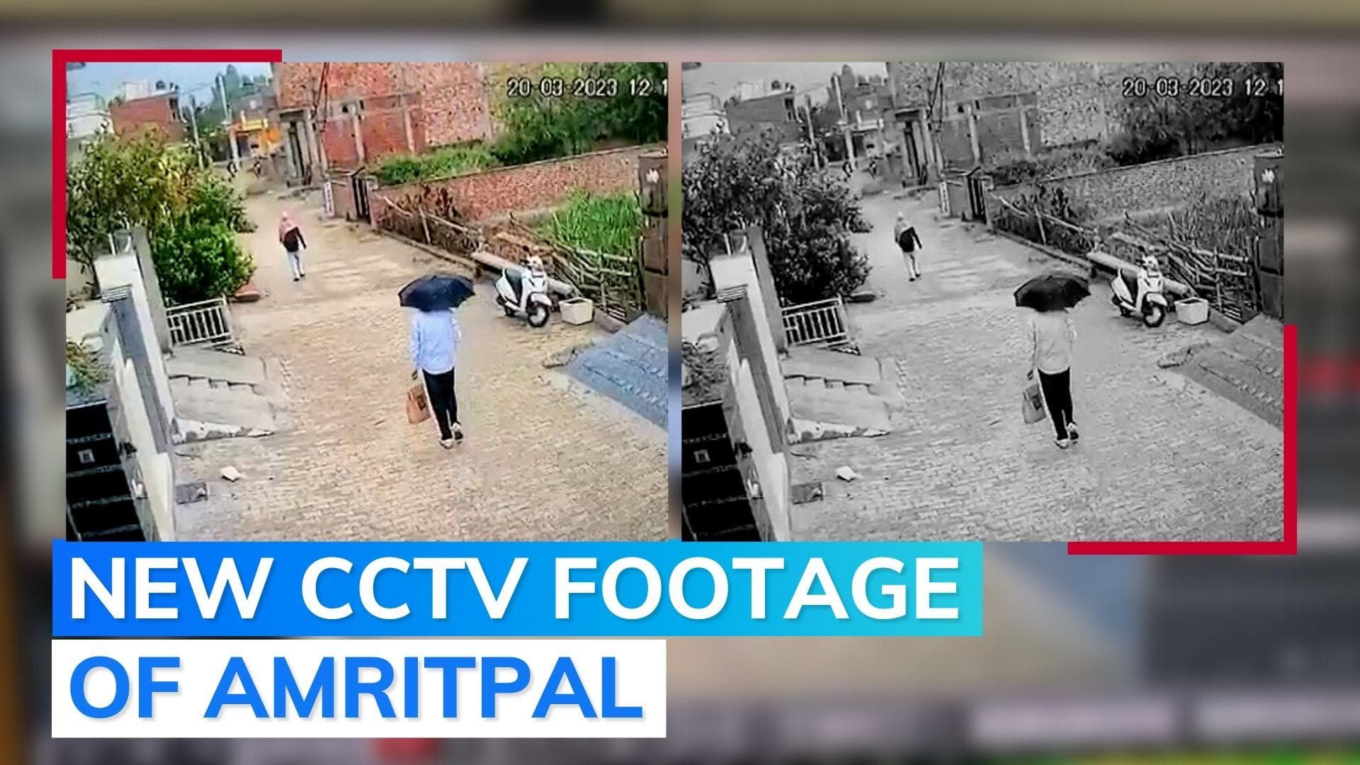 CCTV video: fugitive Khalistani leader Amritpal Singh seen walking with umbrella in Haryana