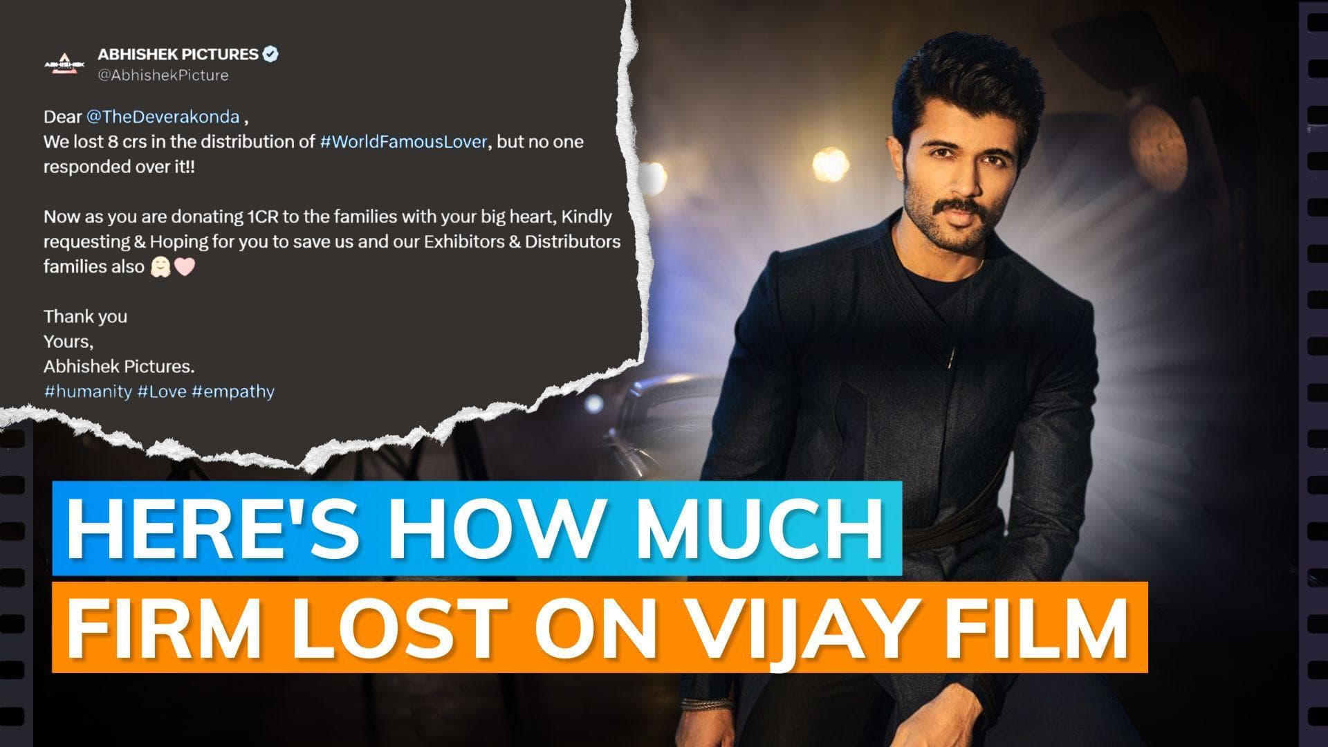 Vijay Deverakonda to donate Rs 1 crore, film distributor appeals for compensation