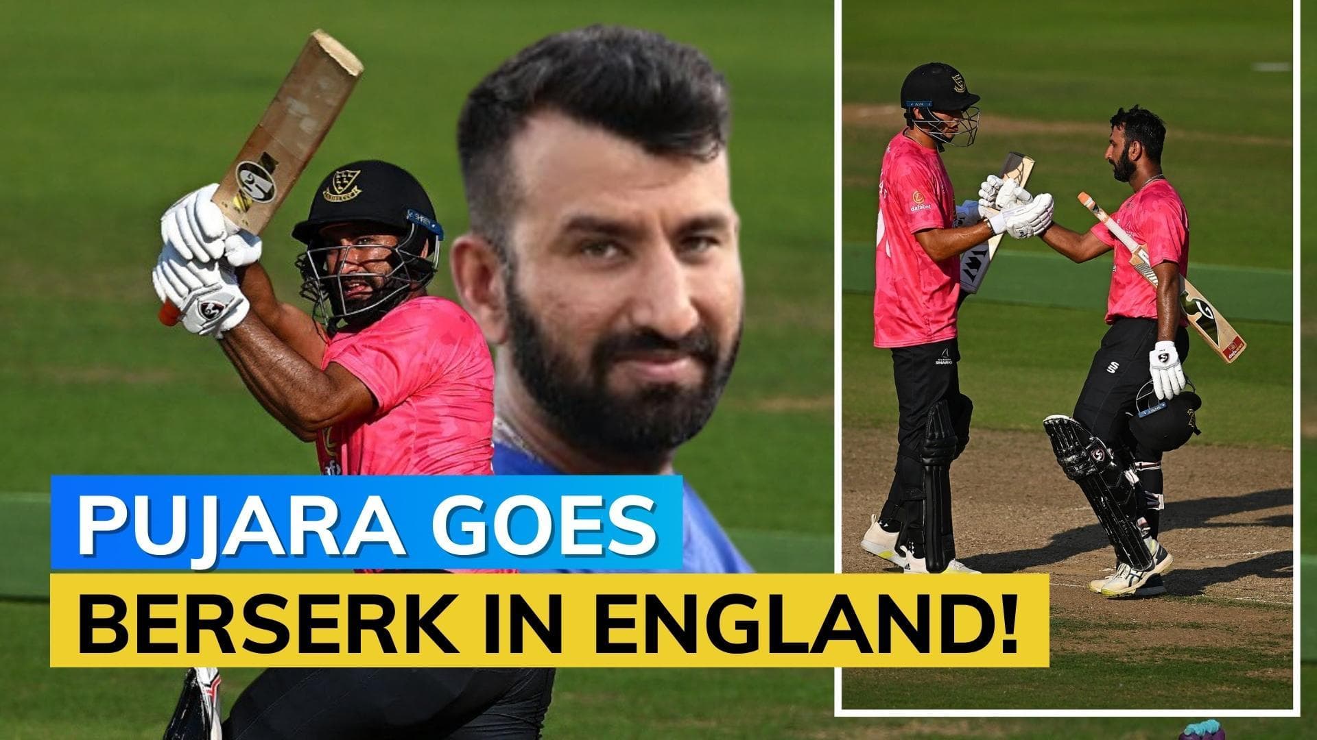 WATCH: Cheteshwar Pujara smashes 22 runs in an over against Krunal Pandya's team