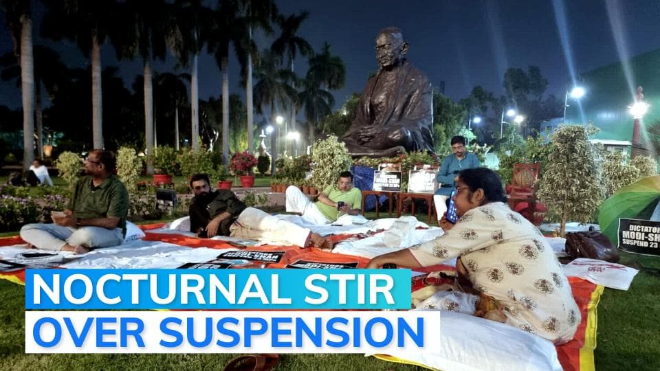50-hour protest at Parliament: Opposition MPs spend 1st night under sky