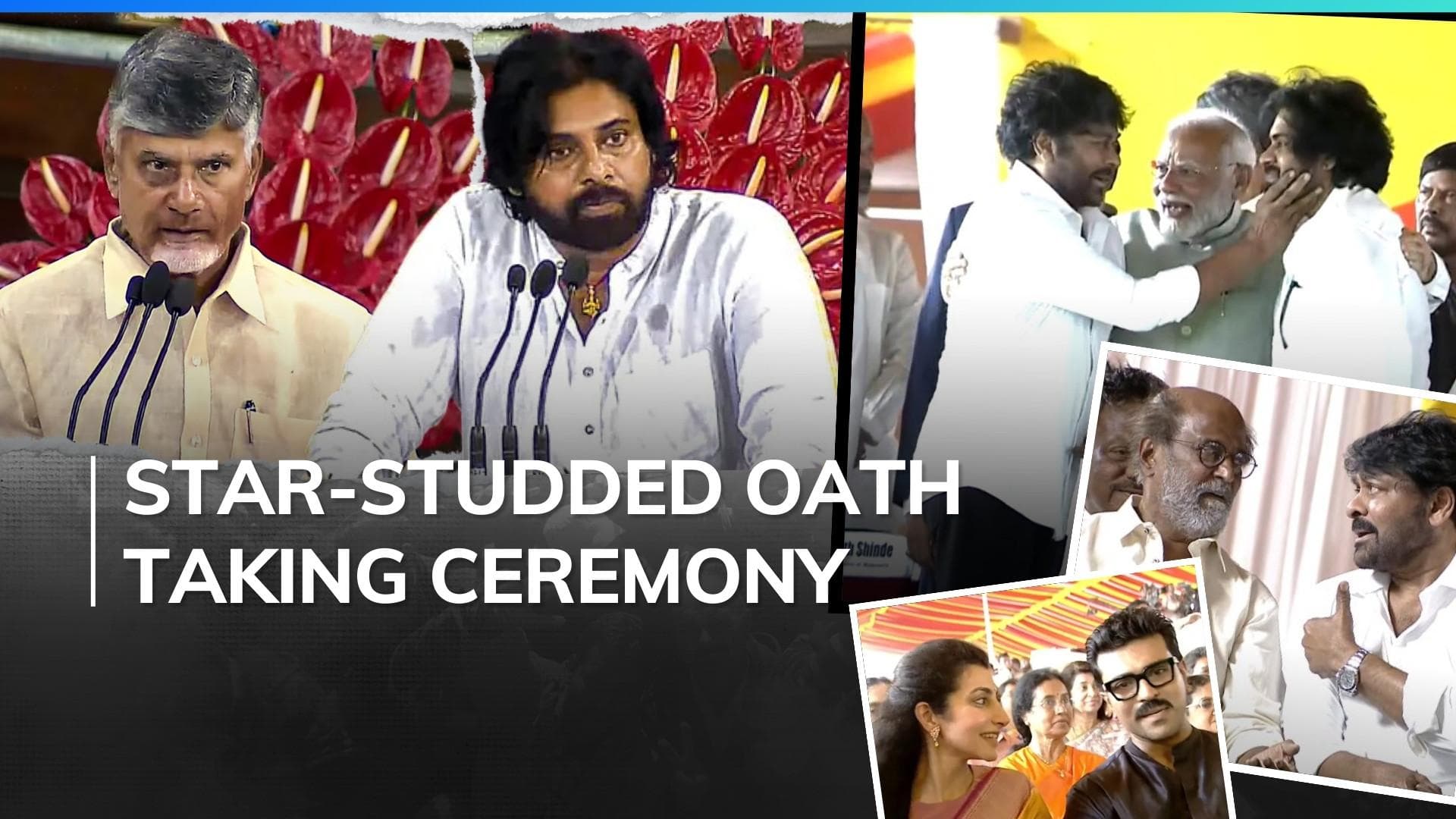 Rajinikanth, Chiranjeevi, Ram Charan & more attend Chandrababu Naidu-Pawan Kalyan’s swearing-in 