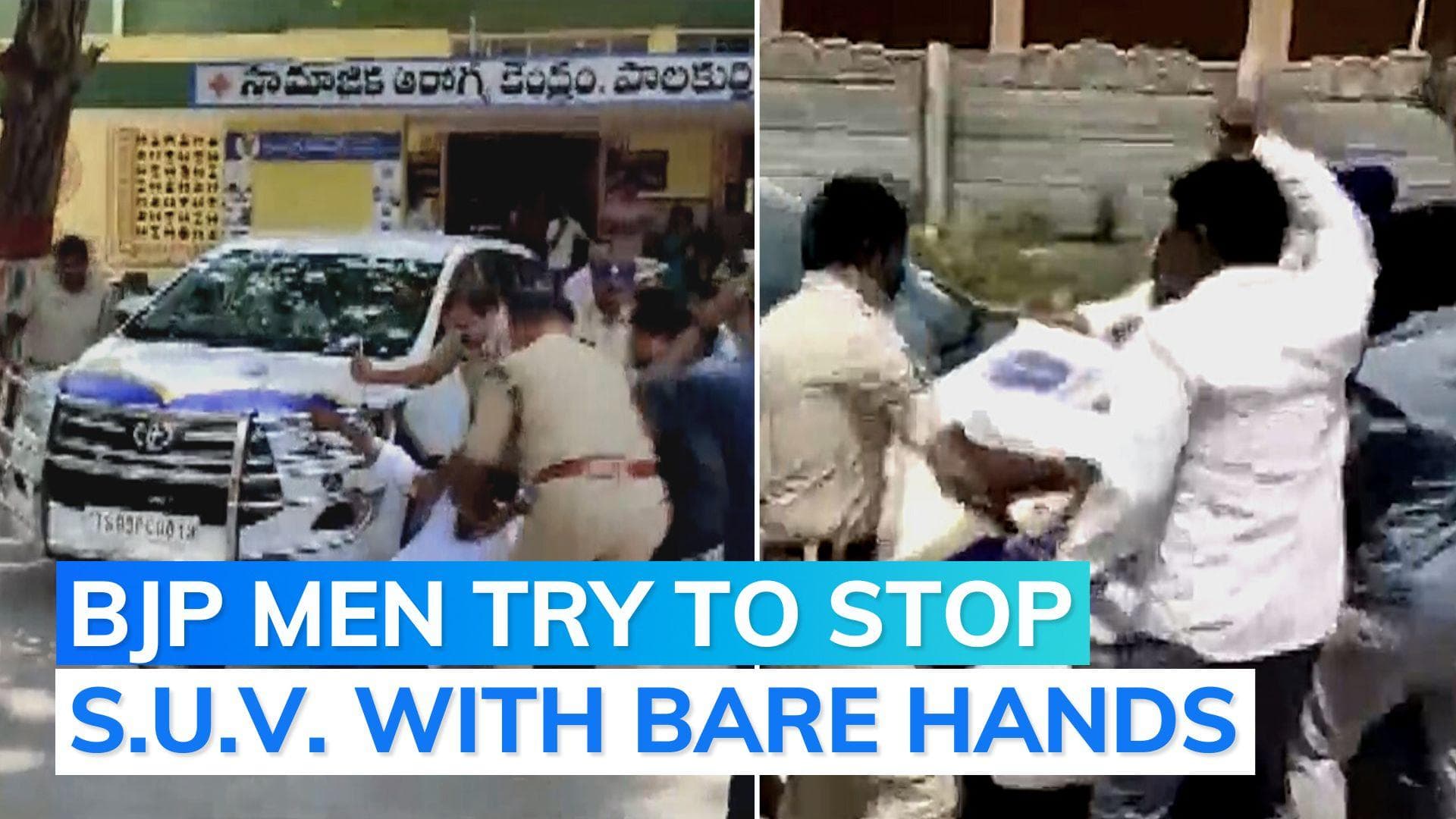 Watch: BJP workers, police clash after BJP Telangana unit chief's midnight detention