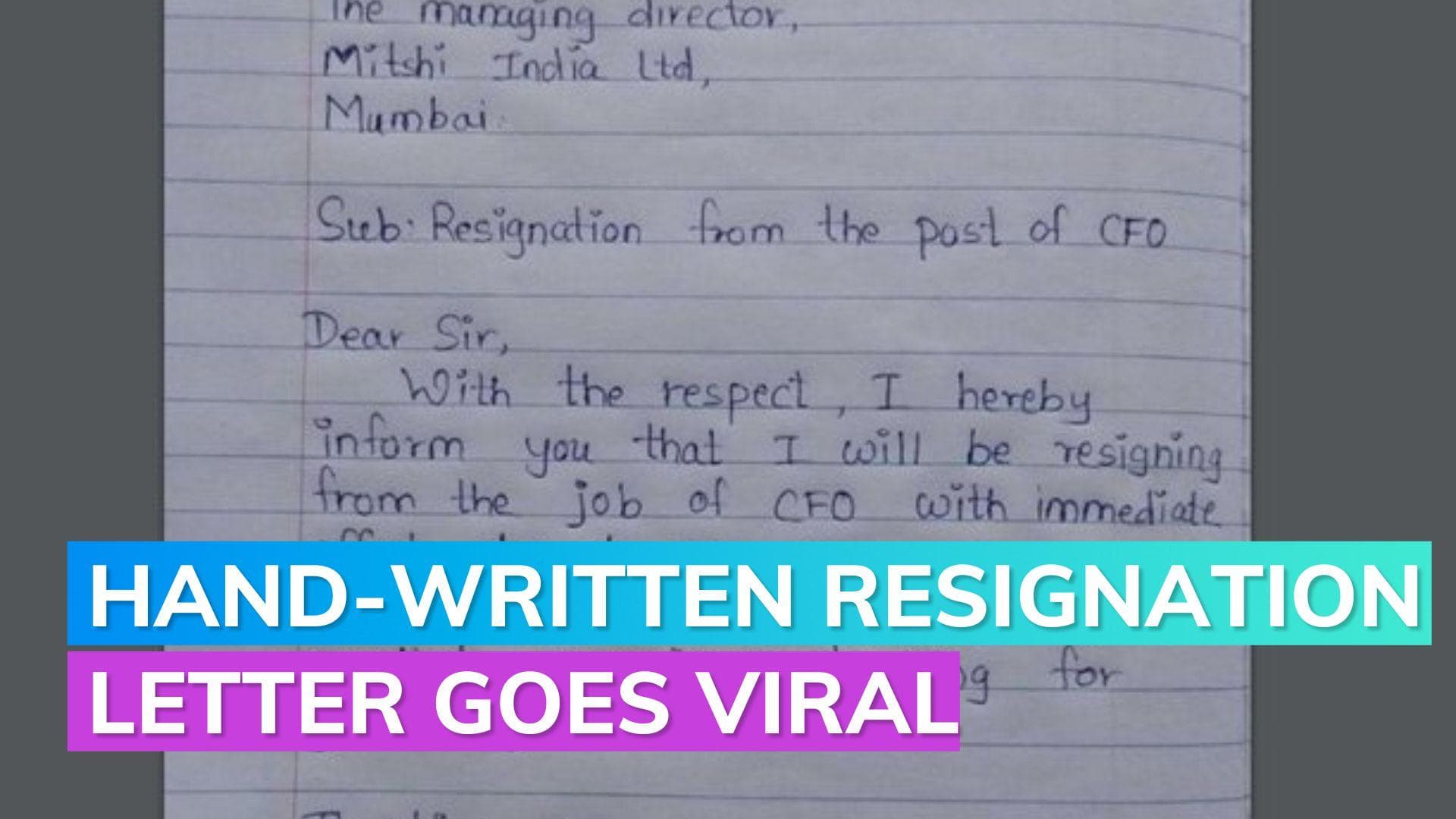 This hand-written resignation letter by a CFO on a ruled paper takes internet by storm