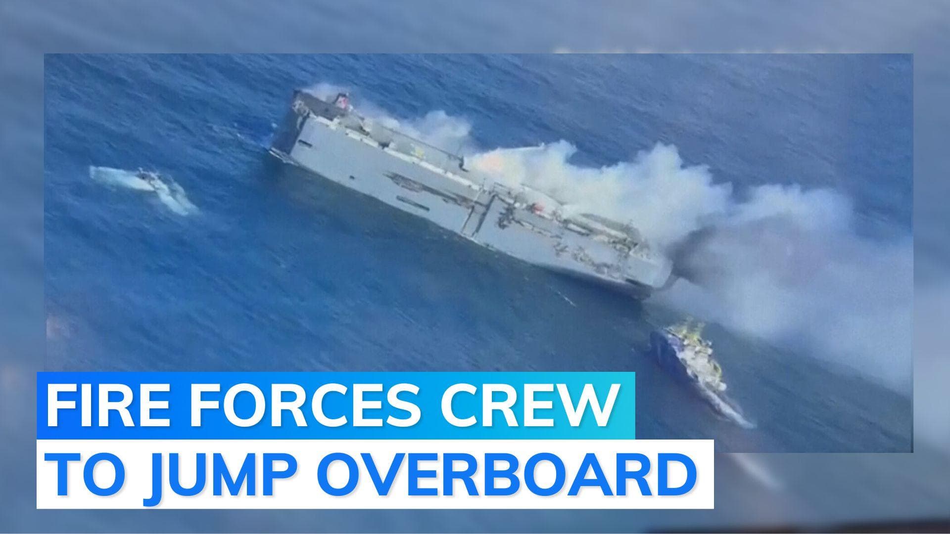 Indian crew member killed as ship with 3,000 cars catches fire off Dutch coast