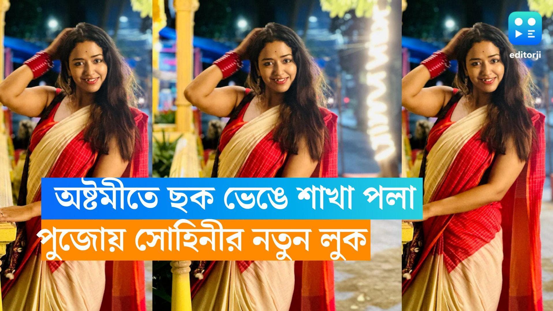 Sohini Sarkar: সদ্য মন ভেঙেছে, অষ্টমীতে ছক ভেঙে শাখা পলায় সাজলেন সোহিনী