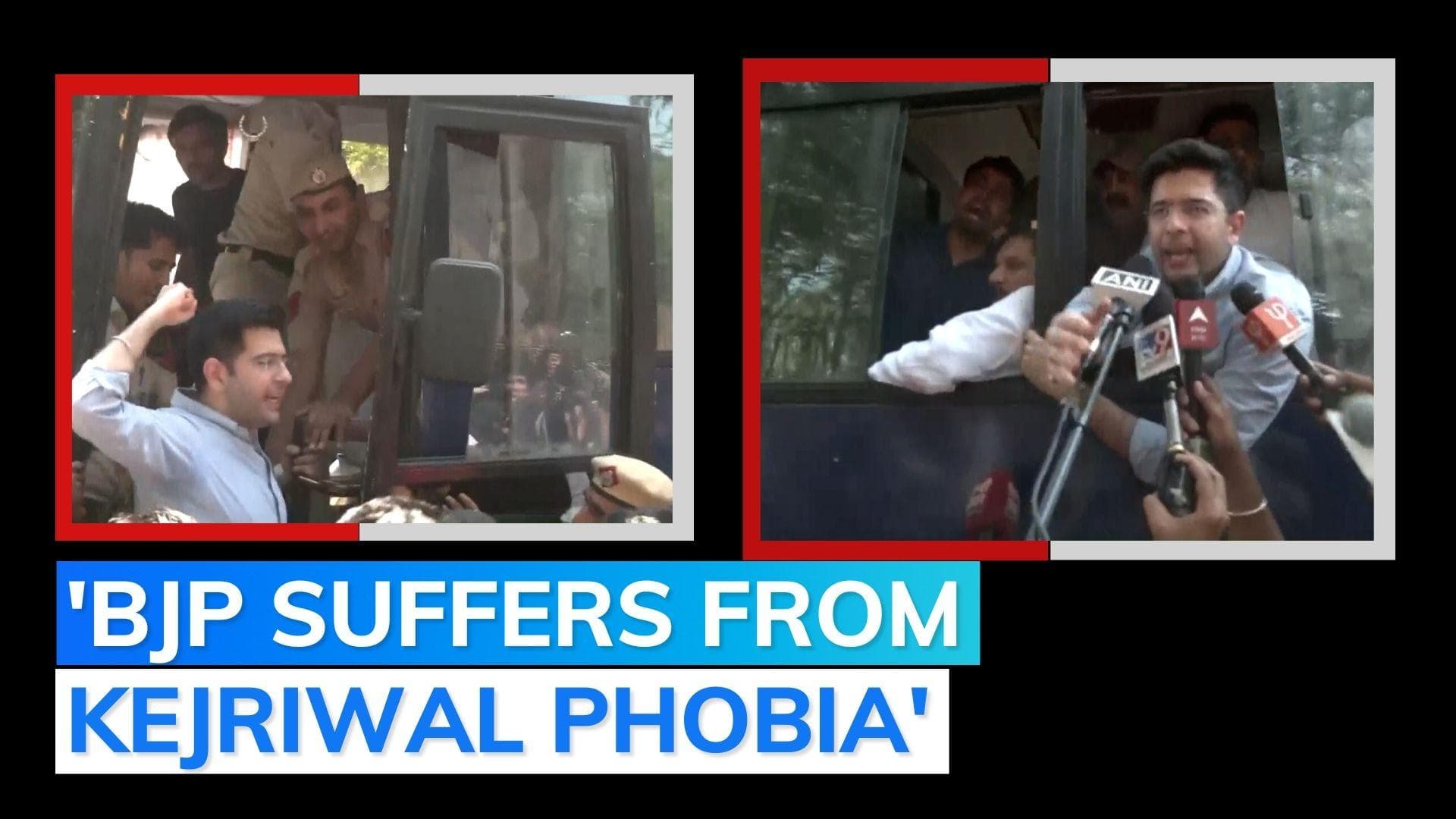 Watch: AAP leaders Raghav Chadha, Sanjay Singh detained by Delhi Police