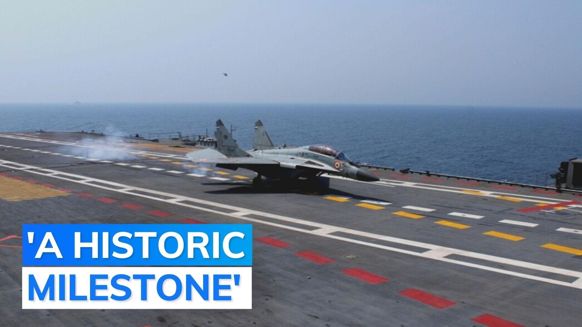 In a first, LCA Tejas lands on aircraft carrier INS Vikrant