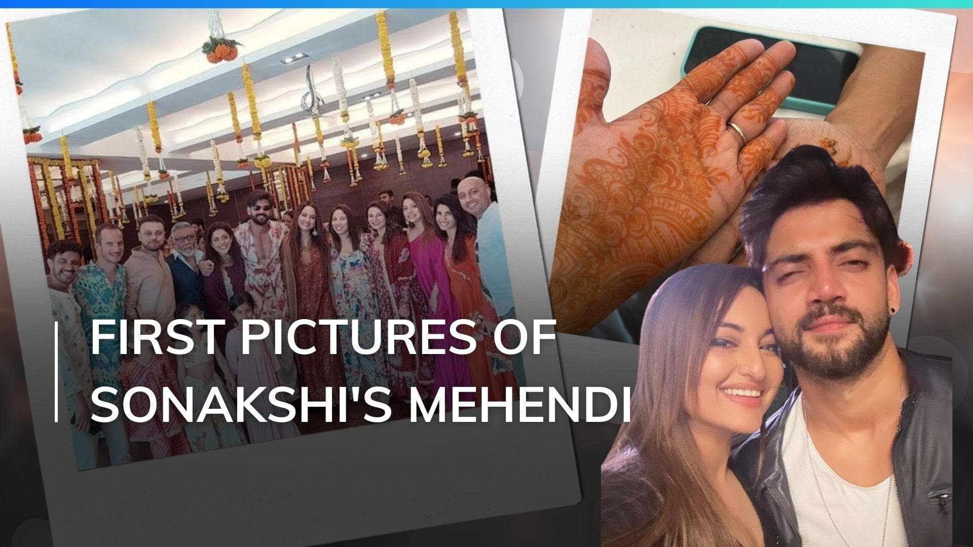Sonakshi Sinha-Zaheer Iqbal's mehendi: Couple pose with friends in the first pic from ceremony 