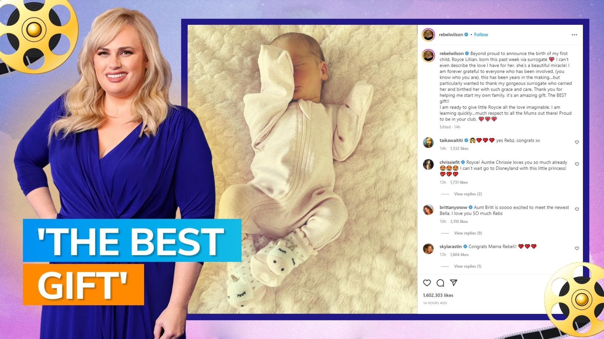 Rebel Wilson announces baby via surrogacy on Instagram 