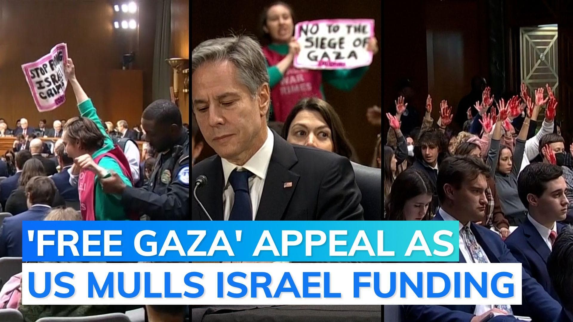 Protesters interrupt US Congress hearing on funding Israel, demand ceasefire in Gaza