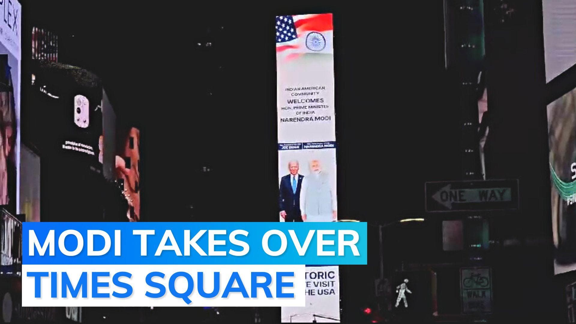 PM in US: Modi-Biden billboard comes up at New York's Times Square