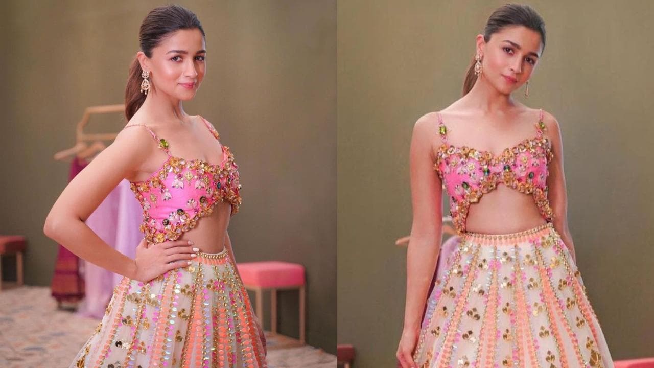 Alia Bhatt’s sequin moment in Rs 2.2 lakh worth pink embellished 3D embroidered lehenga
