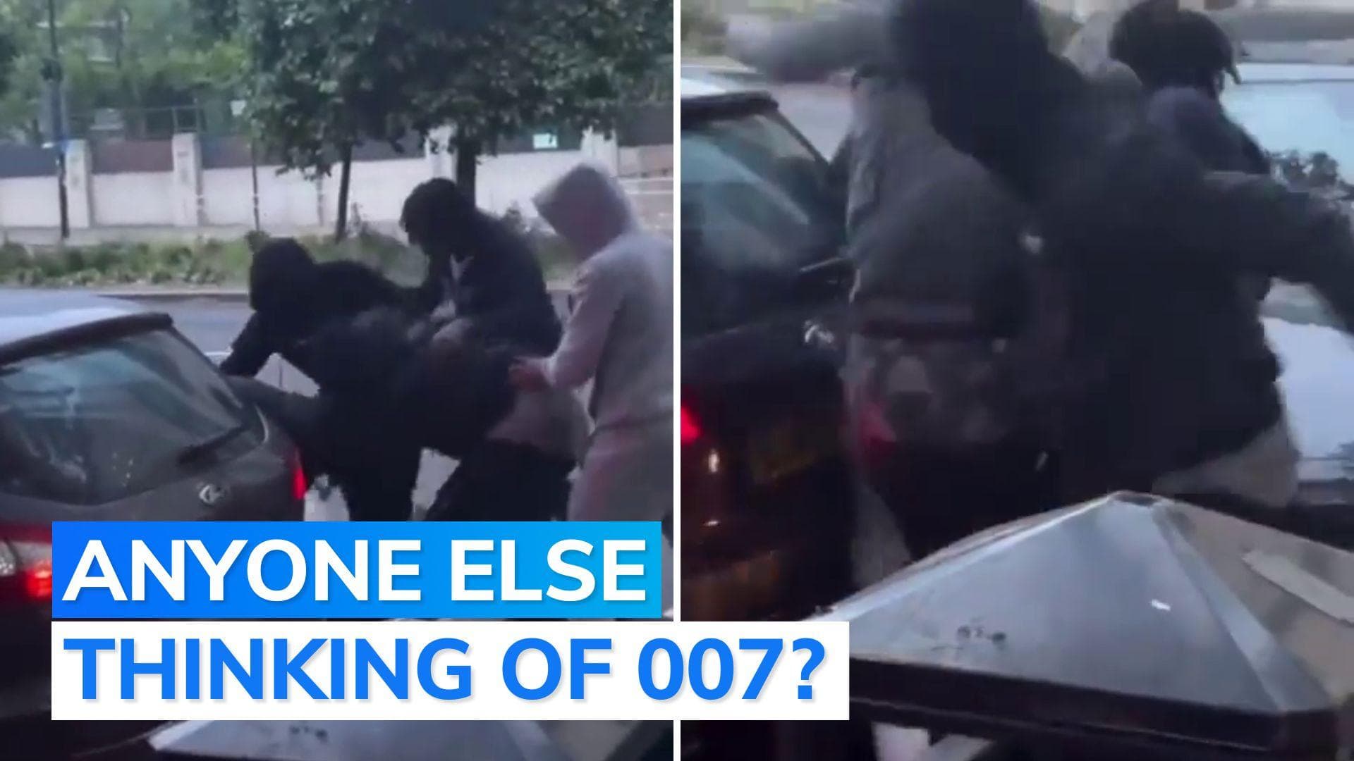 Hooded group beats man outside UK's MI6 headquarters, watch what happened next