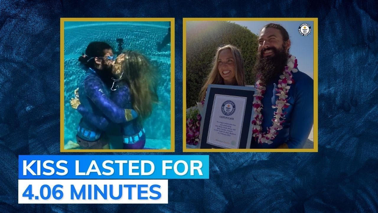 Watch: couple sets new Guinness world record for longest underwater kiss