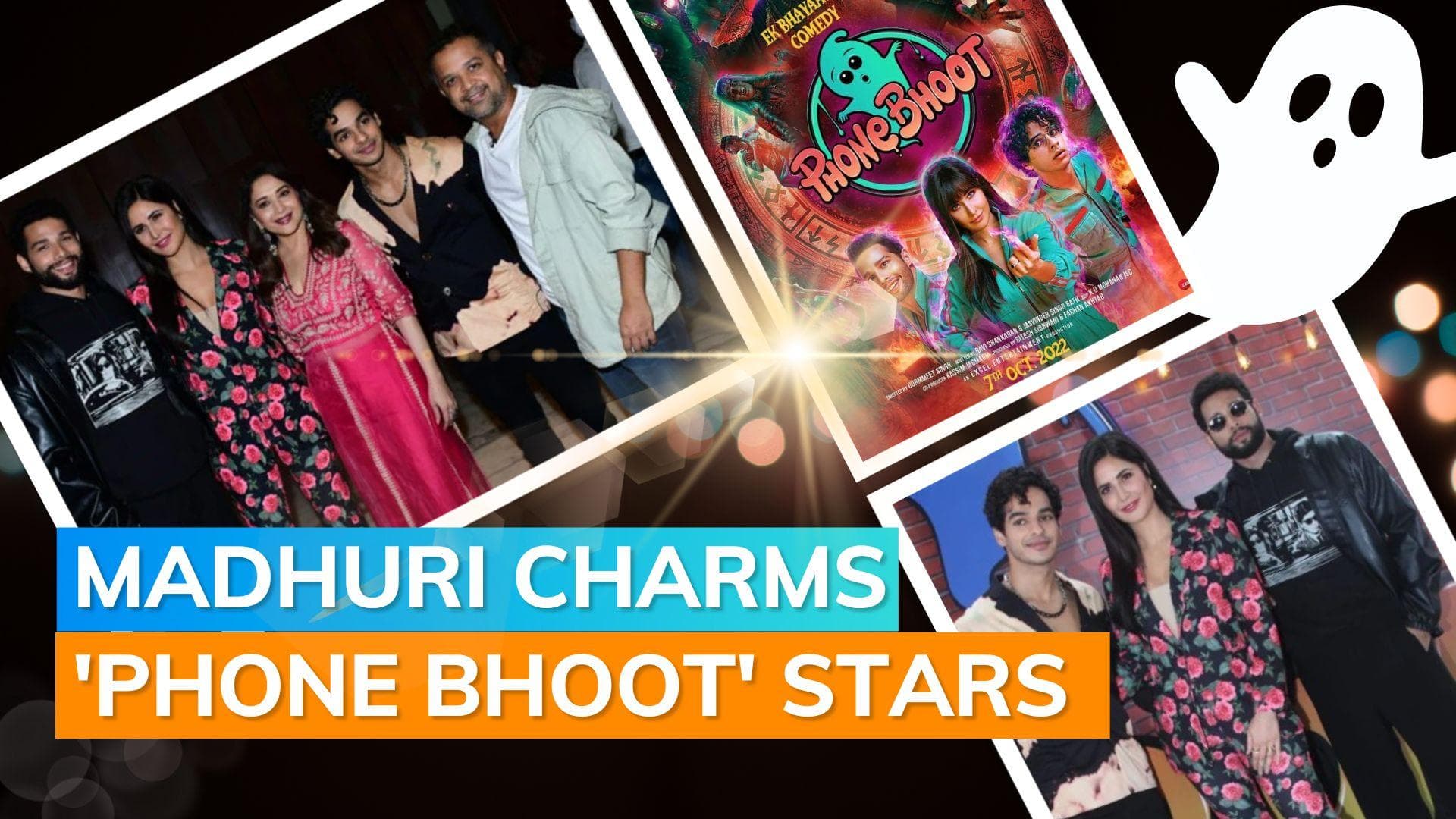 ‘Phone Bhoot’ team Katrina Kaif, Siddhant Chaturvedi, and Ishaan Khatter bumped into Madhuri Dixit 
