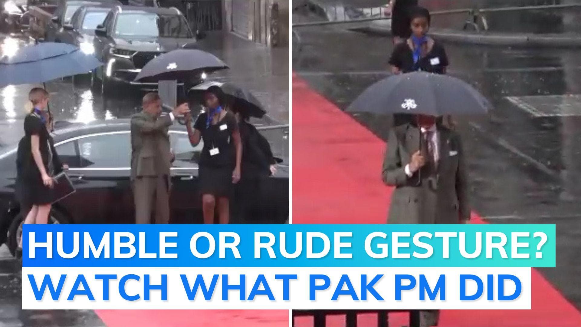 On cam: Pakistan PM leaves woman drenched in rain after taking umbrella from her in Paris