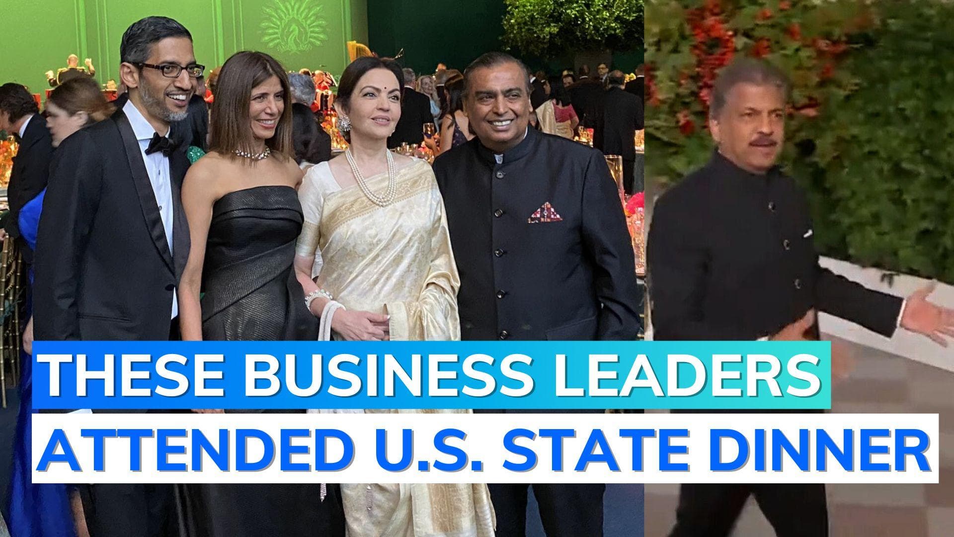 PM Modi at State Dinner: Google's Pichai, Microsoft's Nadella, Mukesh Ambani, Anand Mahindra attend