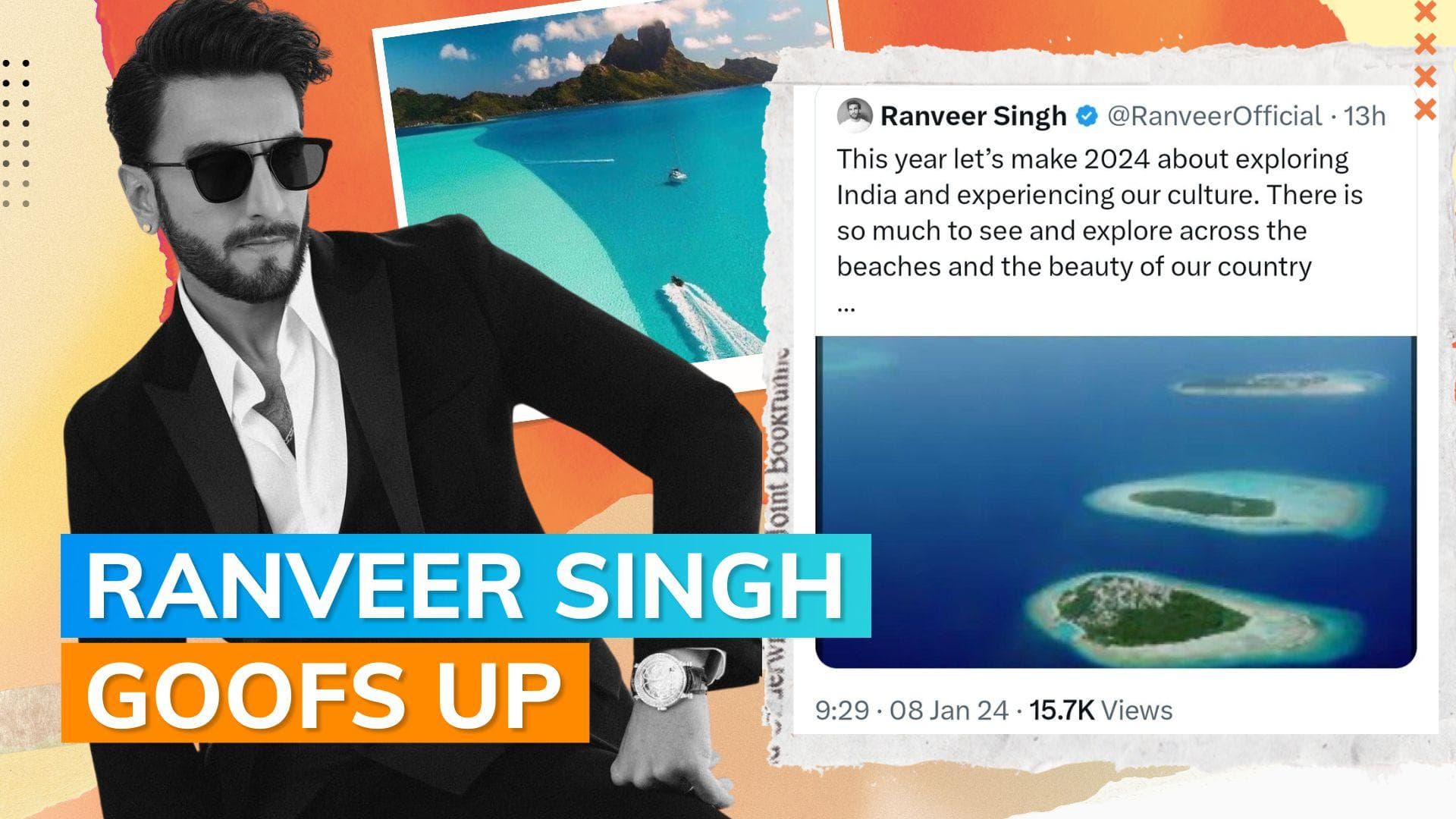 Ranveer Singh shares pic of Maldives while promoting Lakshadweep tourism, deletes post later