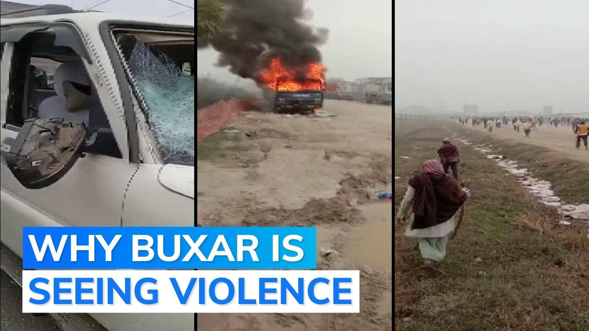 Watch: police van set on fire, govt cars vandalised in Bihar's Buxar; cops accused of beating up farmer