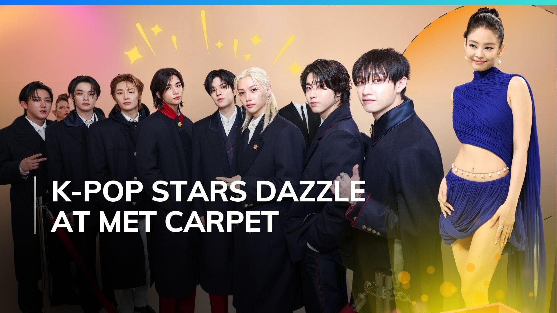 Met Gala 2024: Jennie makes sensational appearance in mini blue dress, Stray Kids keep it classic 