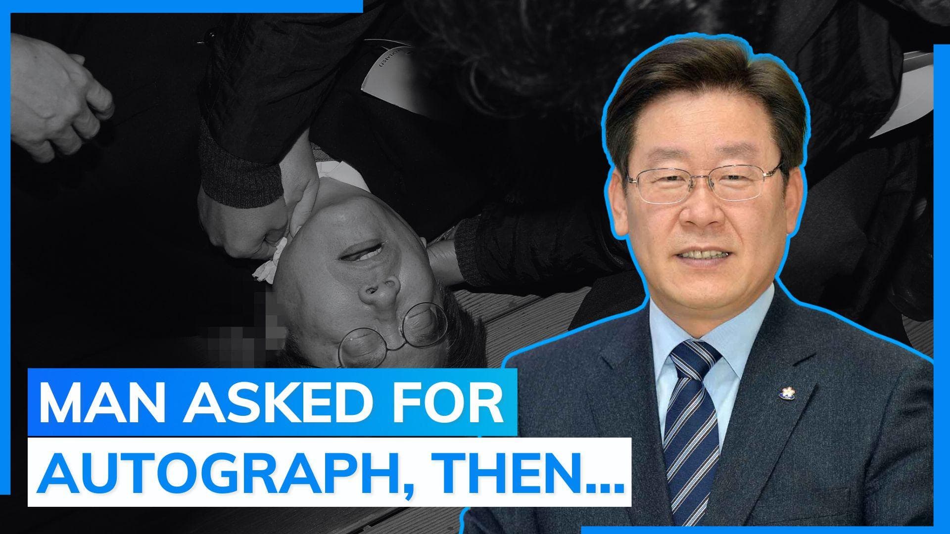 Moment South Korean leader Lee Jae-myung was stabbed