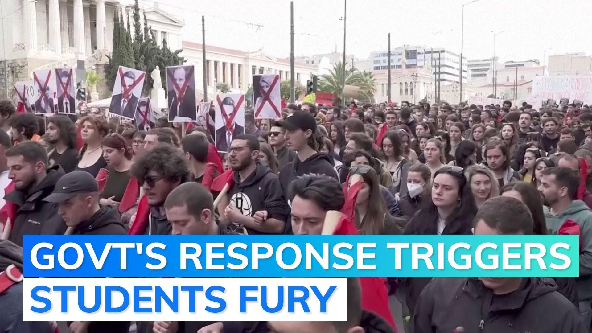 Students take to streets in Greece over government's response to deadly train collision 