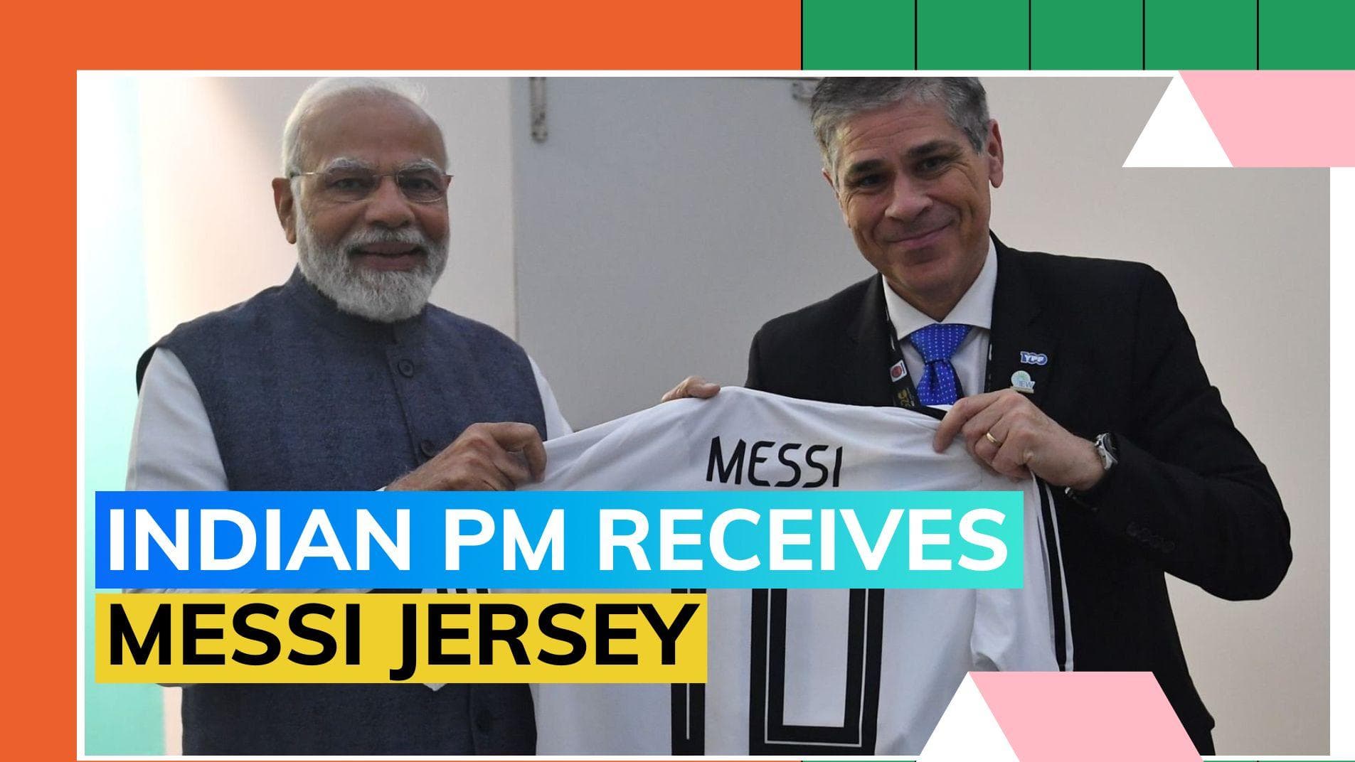 PM Modi receives Lionel Messi's Argentina jersey replica as gift  