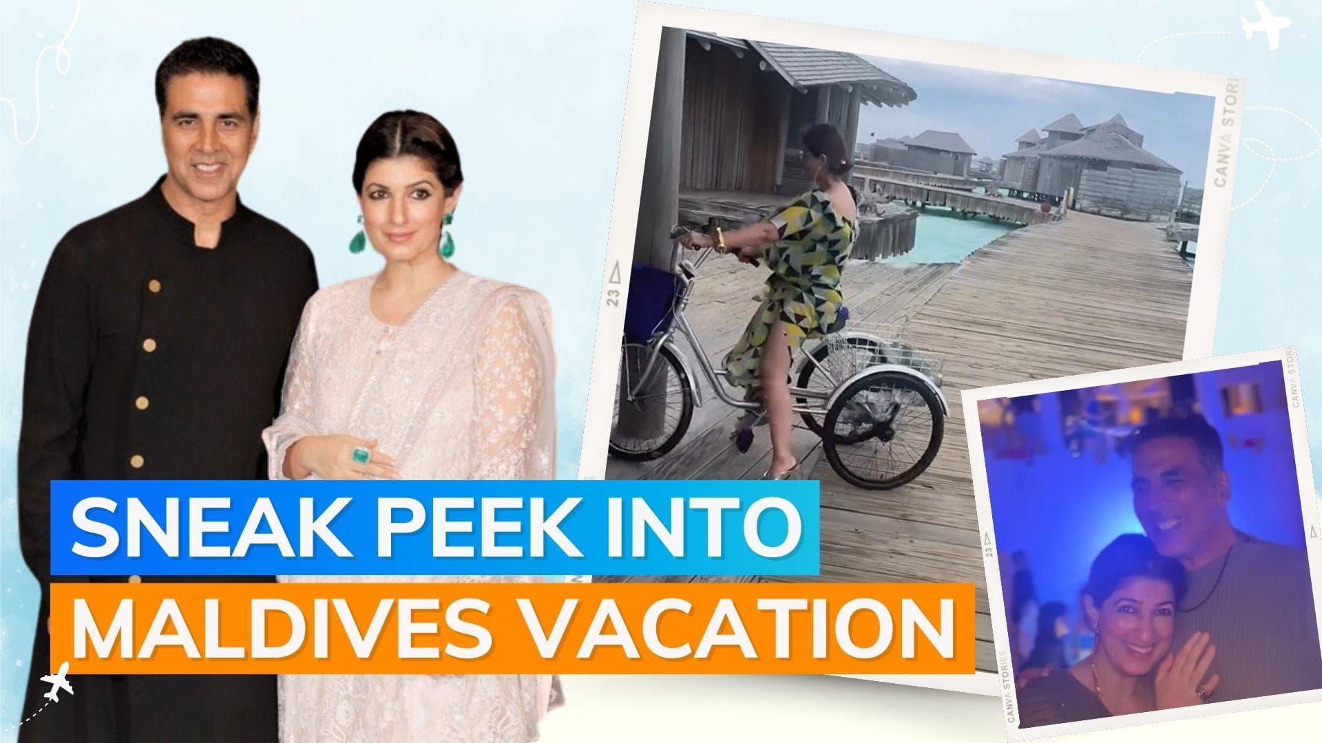 Akshay Kumar breaks into laughter as Twinkle Khanna accidentally hits pole while cycling in Maldives