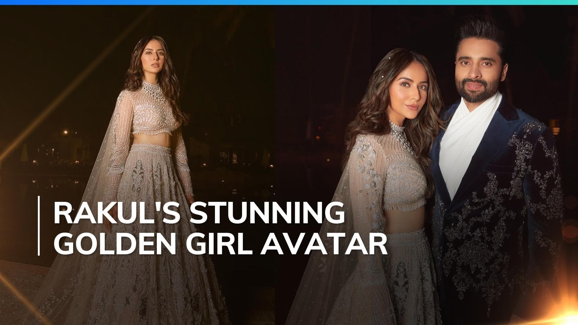 Rakul Preet Singh was a vision in golden as she picked a Falguni Shane Peacock lehenga for sangeet night