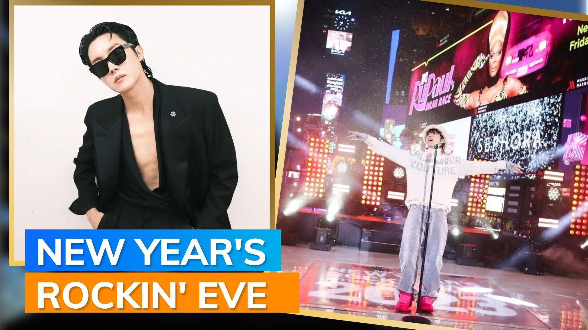 BTS' J-Hope performs live in Times Square on New Year's eve amid rain