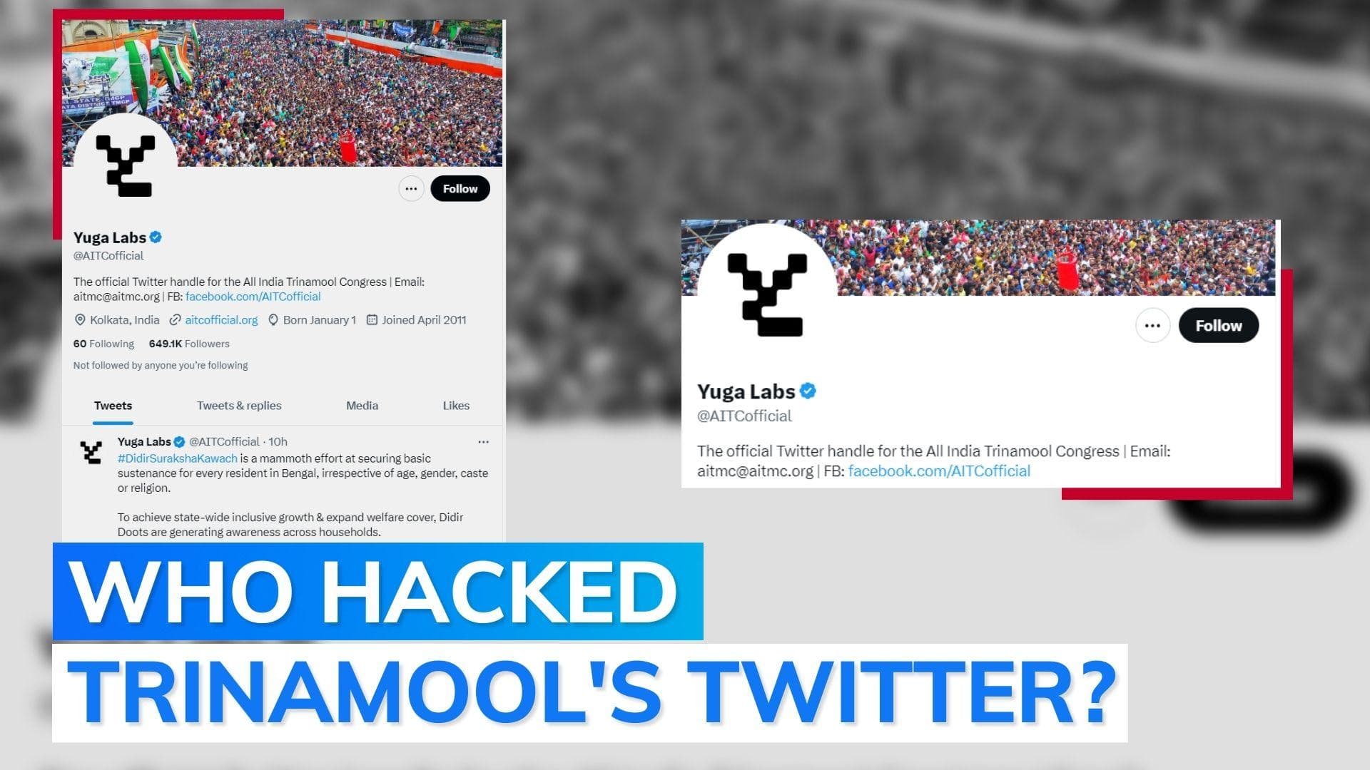 Watch: TMC's Twitter account hacked, renamed 'Yuga Labs'; MP Derek O'Brien reacts