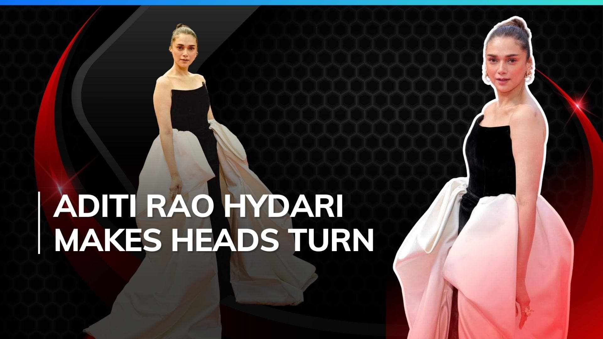 Cannes 2024: Aditi Rao Hydari stuns in a black-and-white strapless gown; see pics