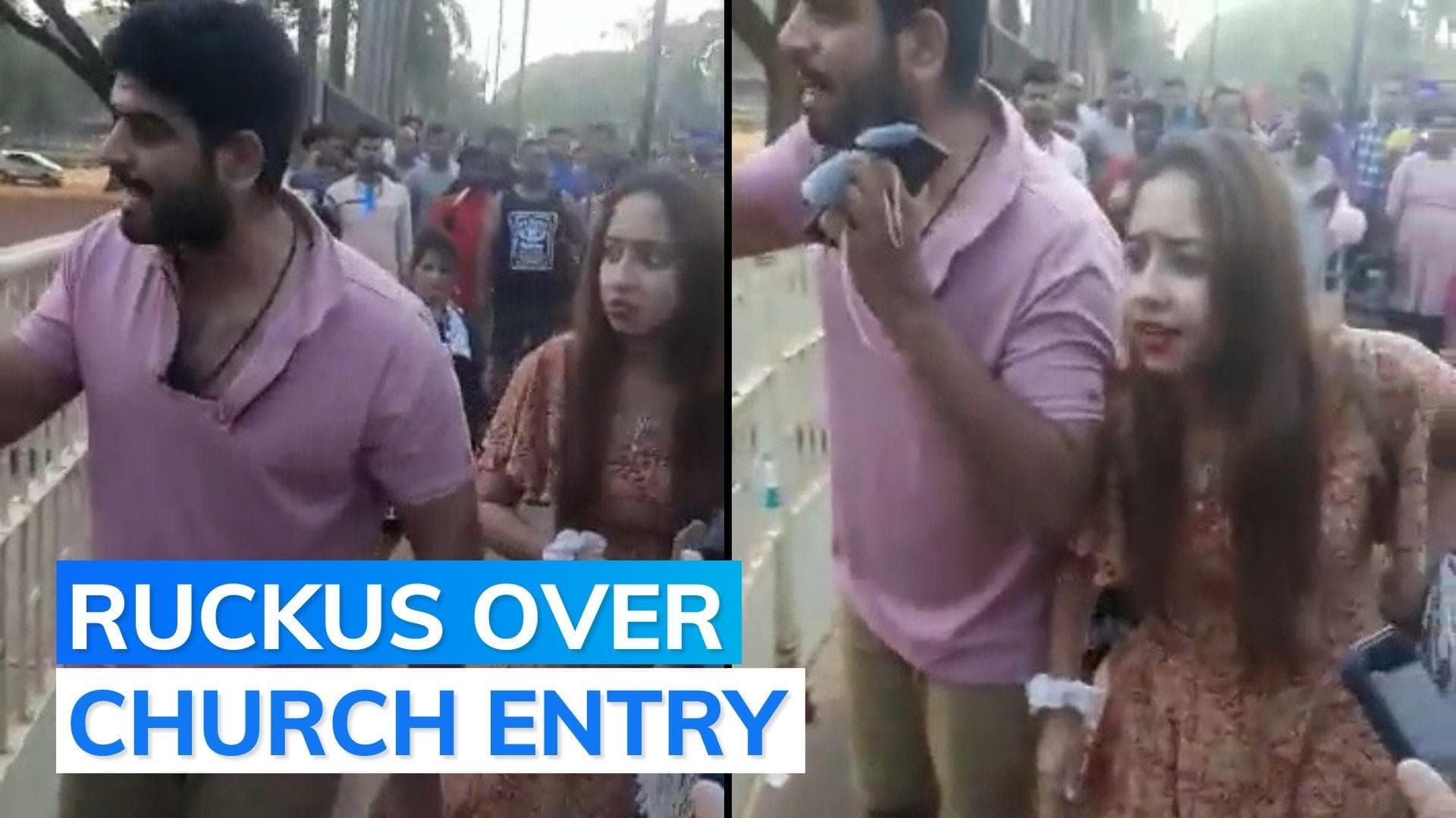 Goa: couple caught on cam hurling abuses at security personnel, hitting him with slippers