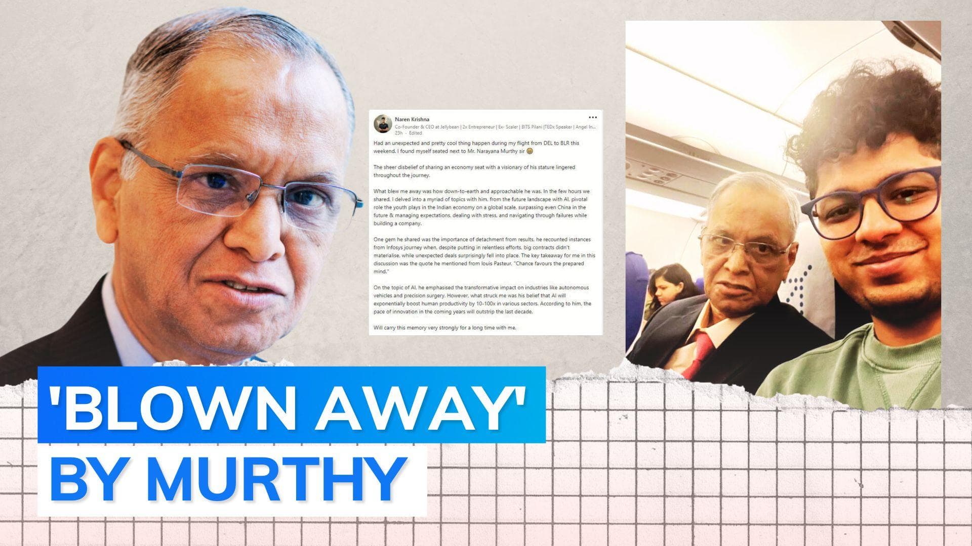 Bengaluru CEO shares encounter with Narayana Murthy on flight, post goes viral
