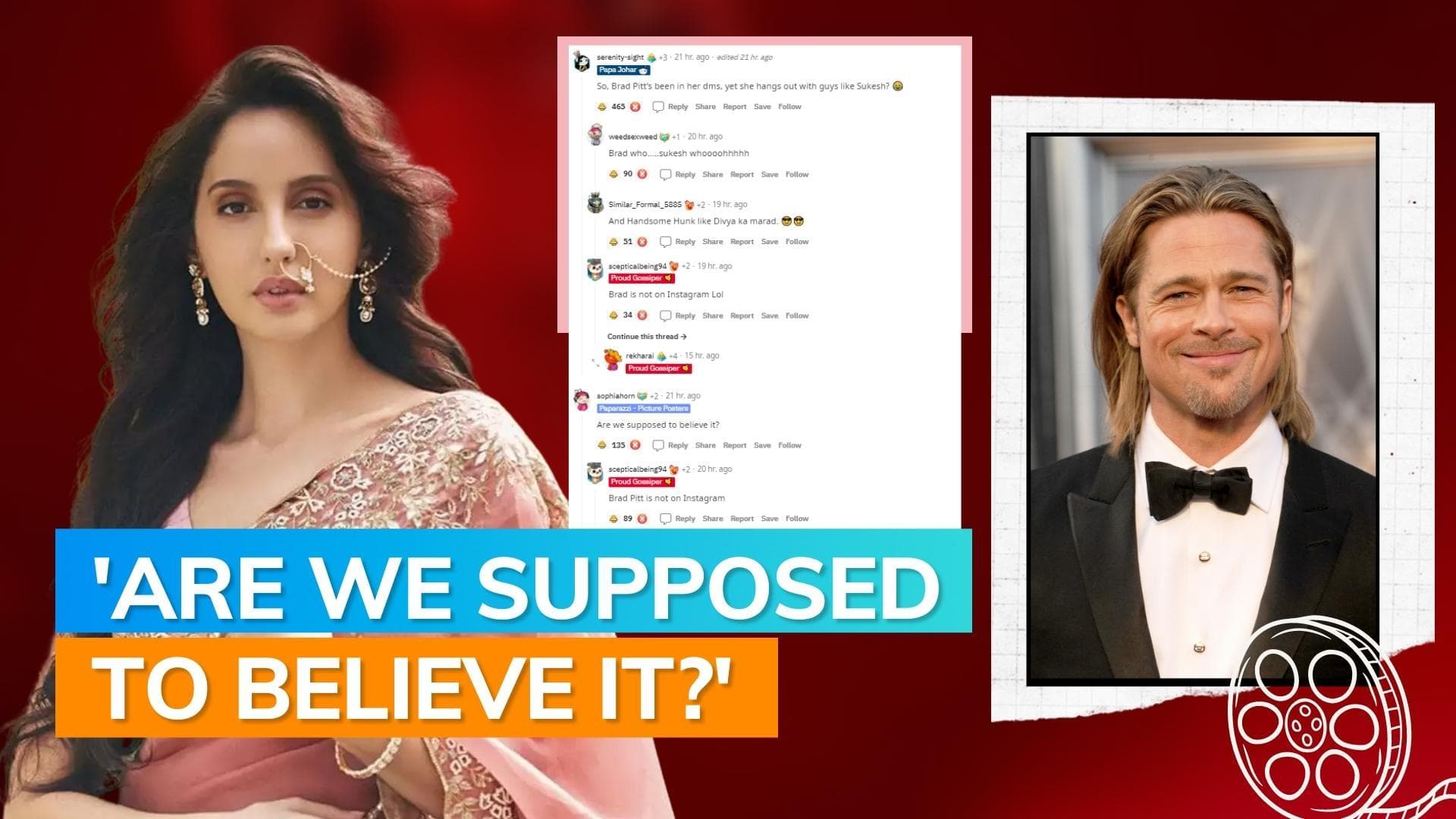 Nora Fatehi reveals Brad Pitt 'slid into her DMs'; Netizens roast  