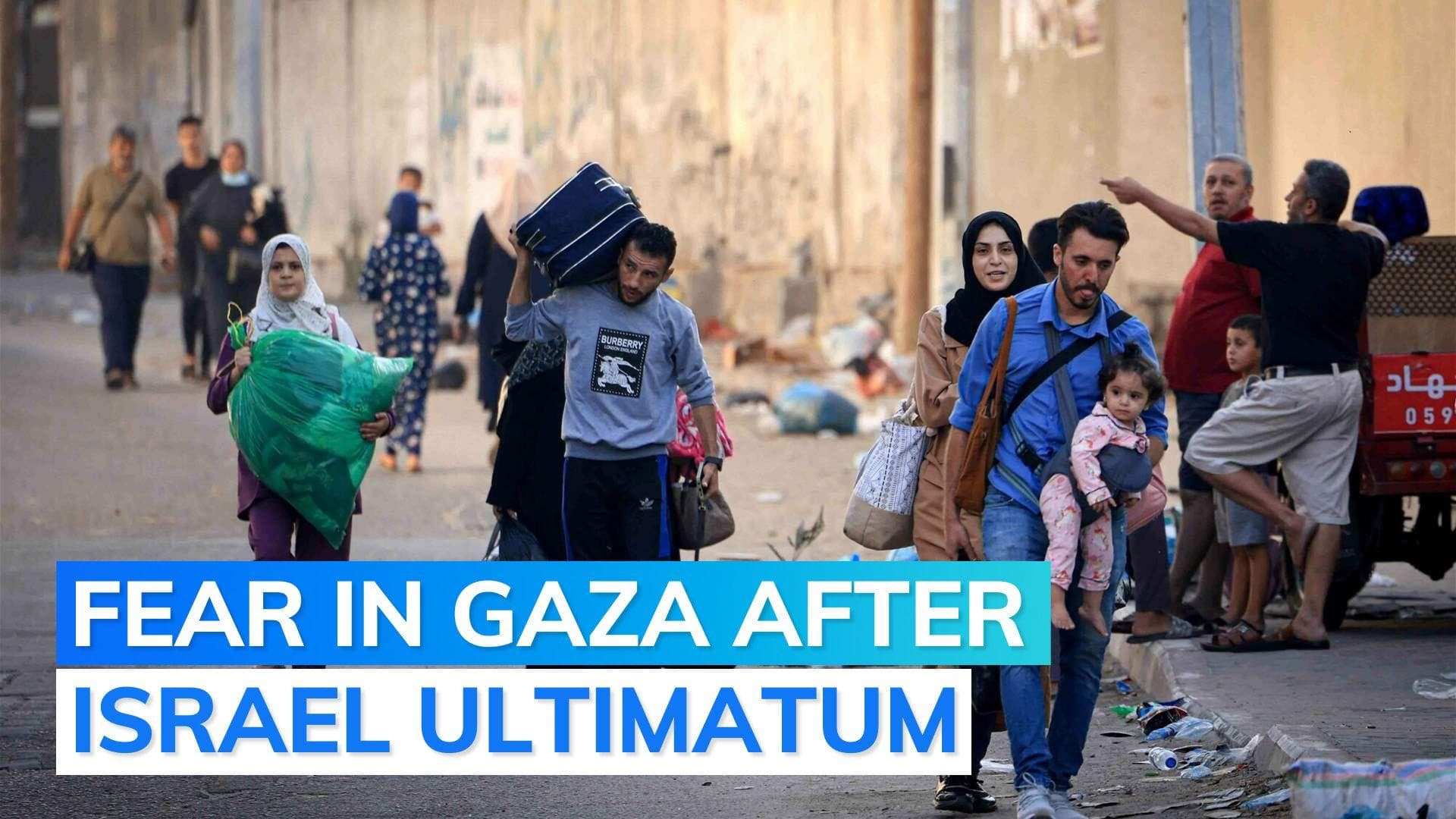 Hundreds of Palestinians flee to south Gaza after Israel’s evacuation deadline