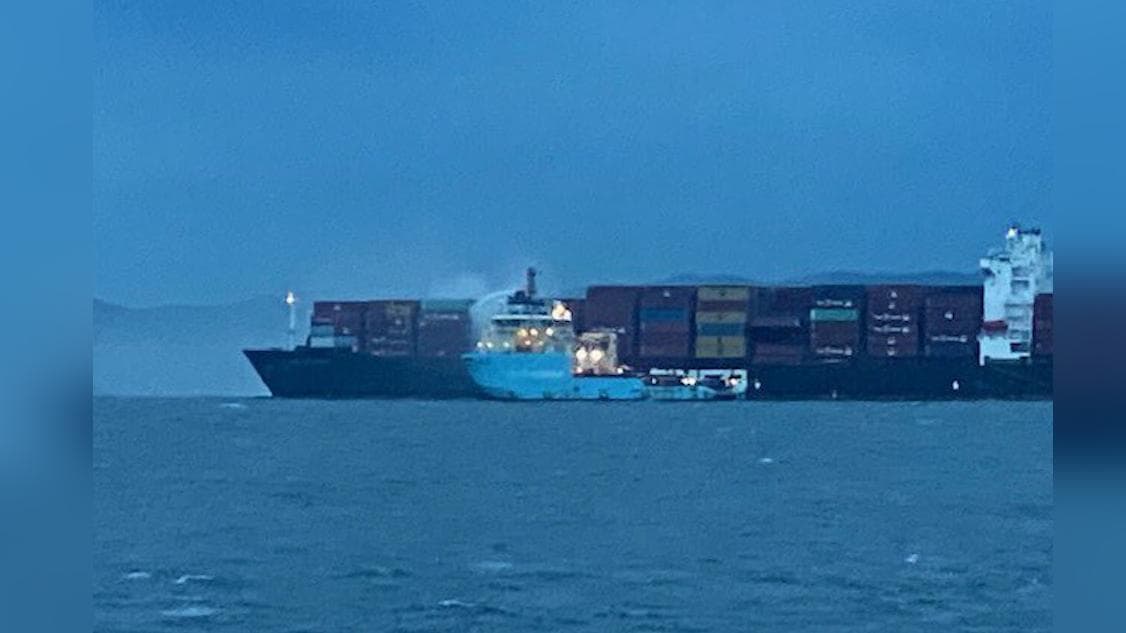 Burning cargo ship spews toxic gas off Canada's Pacific coast