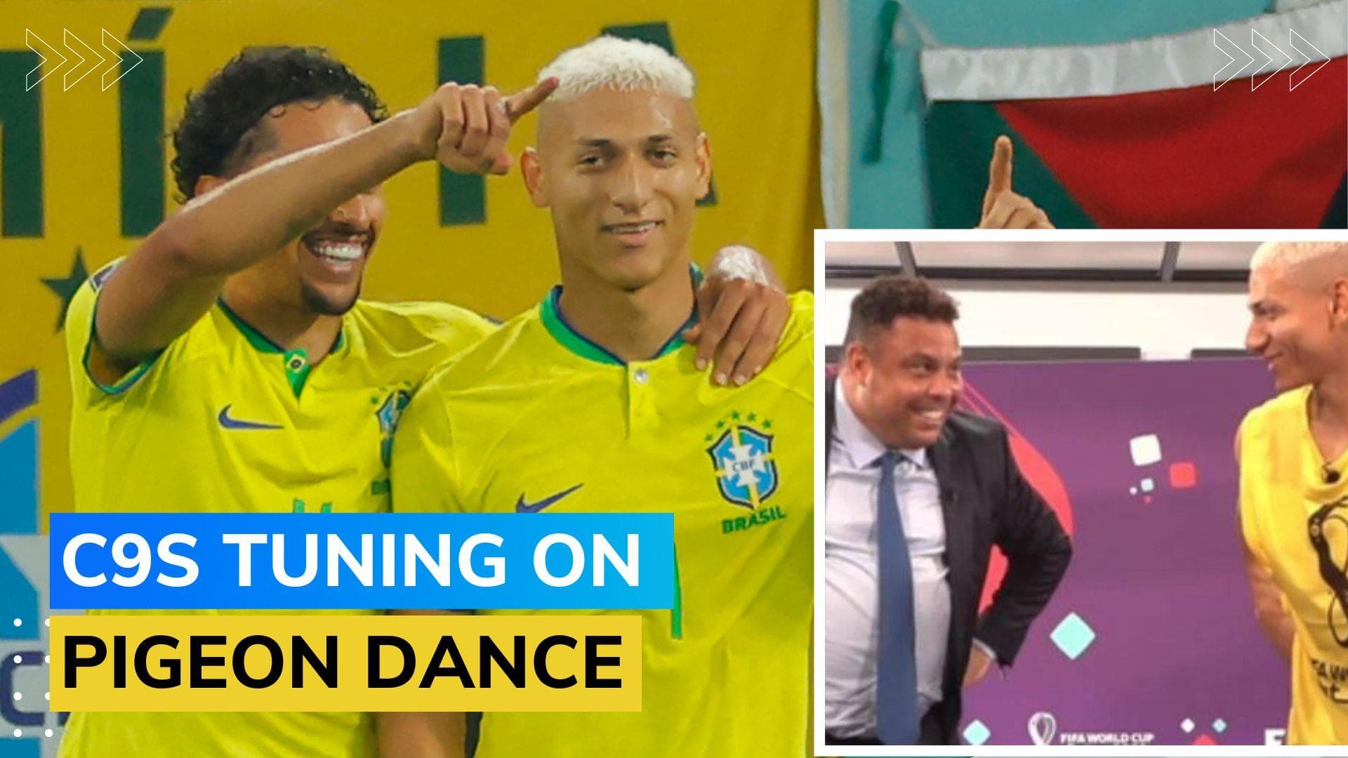 Watch! Richarlison teaches Ronaldo his trademark 'Pigeon Dance'