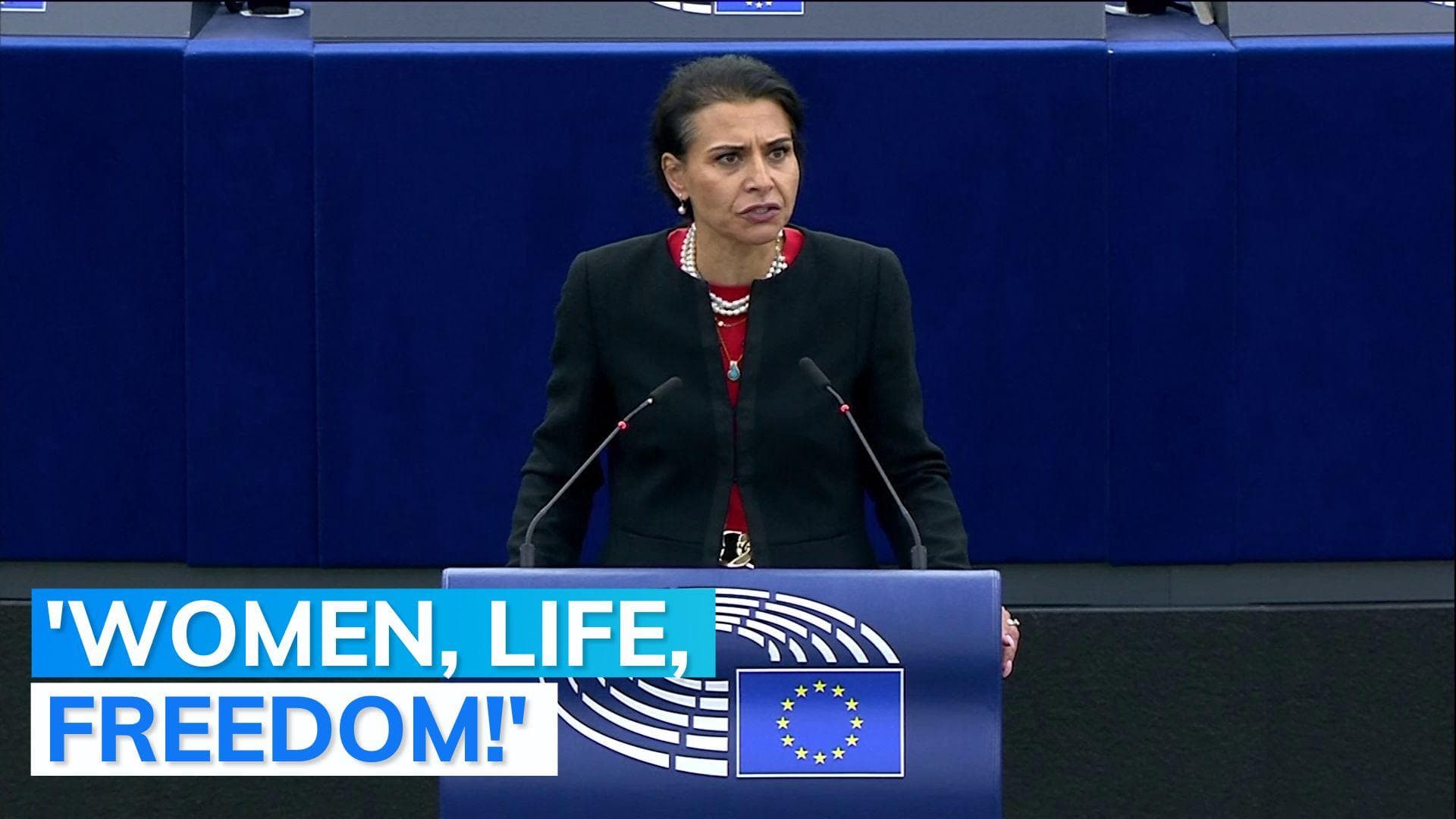 Watch: Swedish MP cuts hair in European Parliament in support of Iranian women