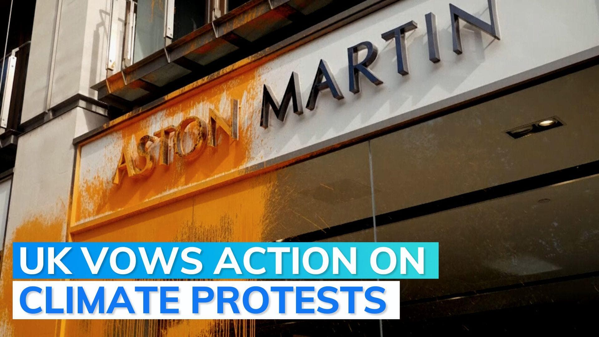Watch: after Van Gogh's painting, protester paints Aston Martin showroom orange in London  
