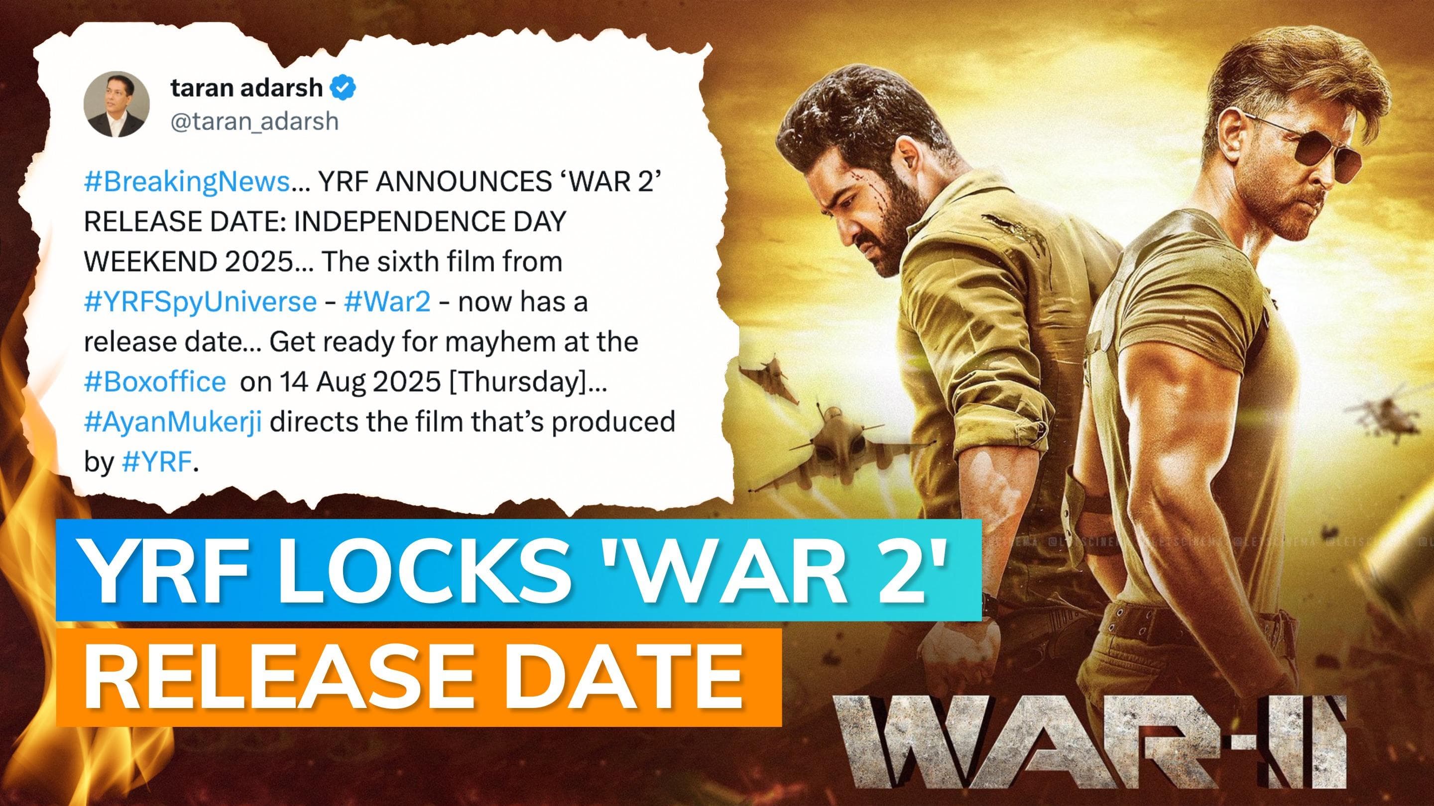 ‘War 2’: Hrithik Roshan, Jr NTR starrer to hit screens on this date in 2025
