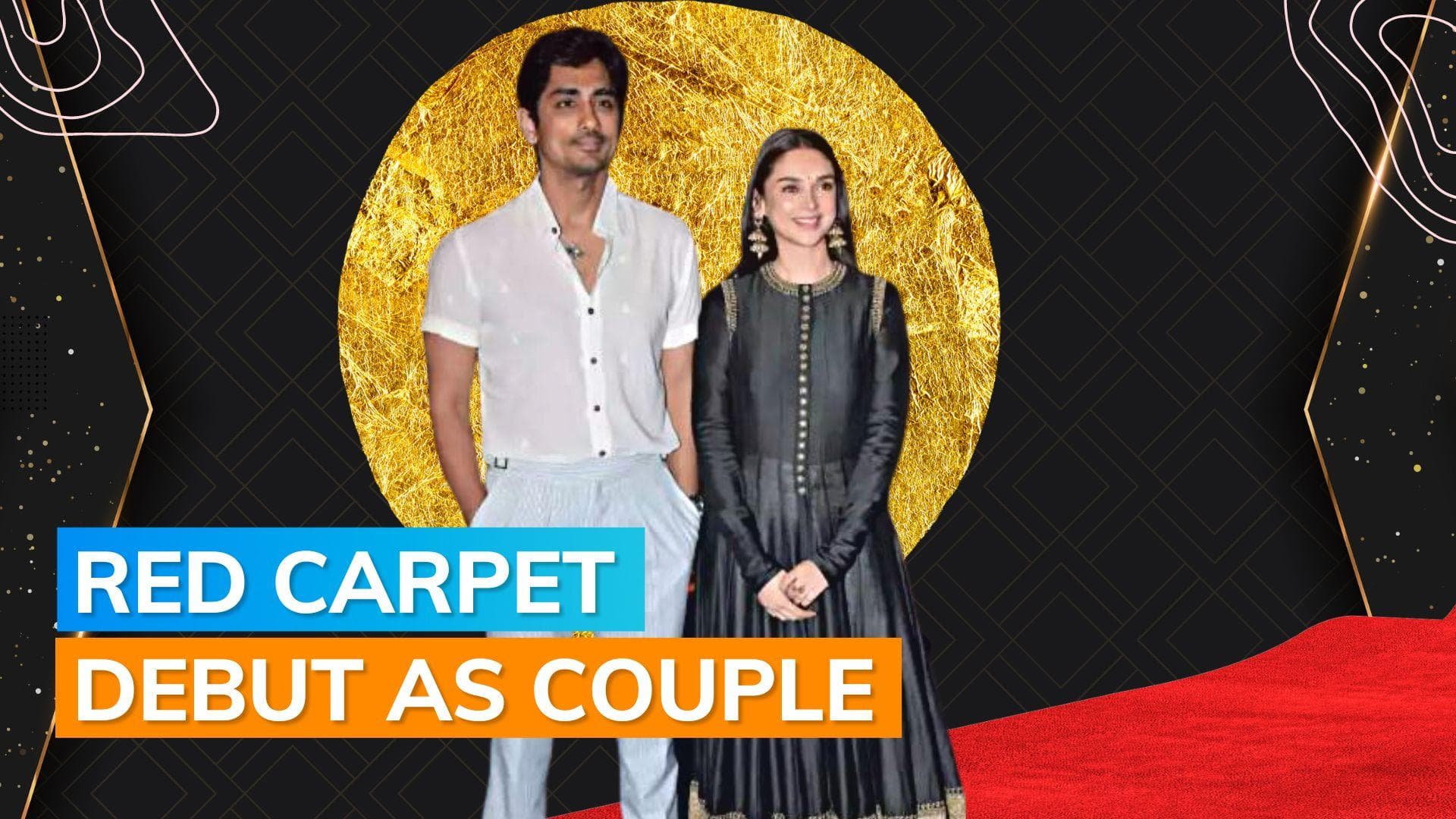 Aditi Rao Hydari and Siddharth make their red carpet debut at 'Jubilee' screening: watch