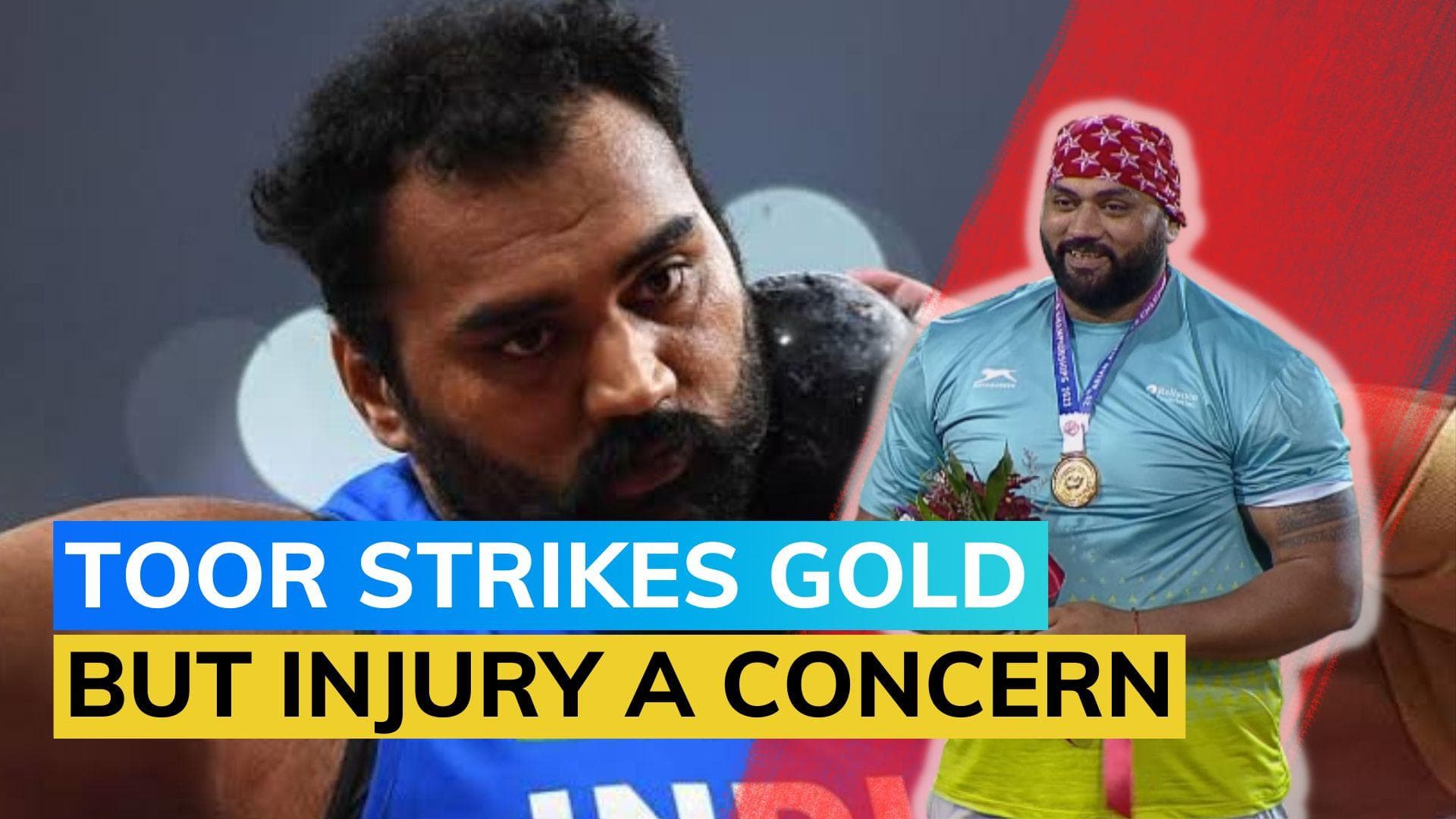 Tajinderpal Singh Toor retains Asian title but limps off injured after gold-winning effort