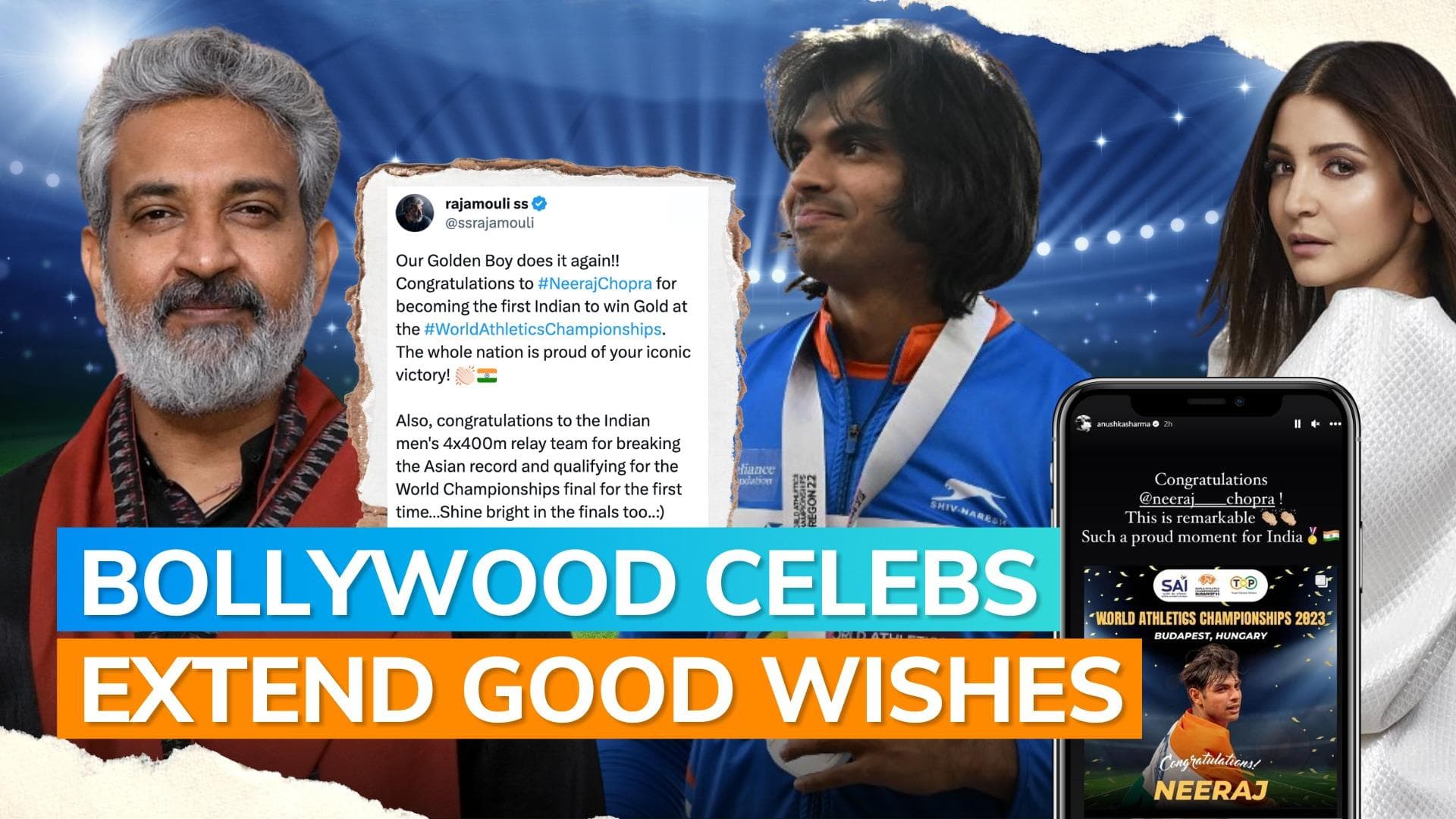 Neeraj Chopra wins gold medal: Anushka Sharma, Abhishek Bachchan and others congratulate him