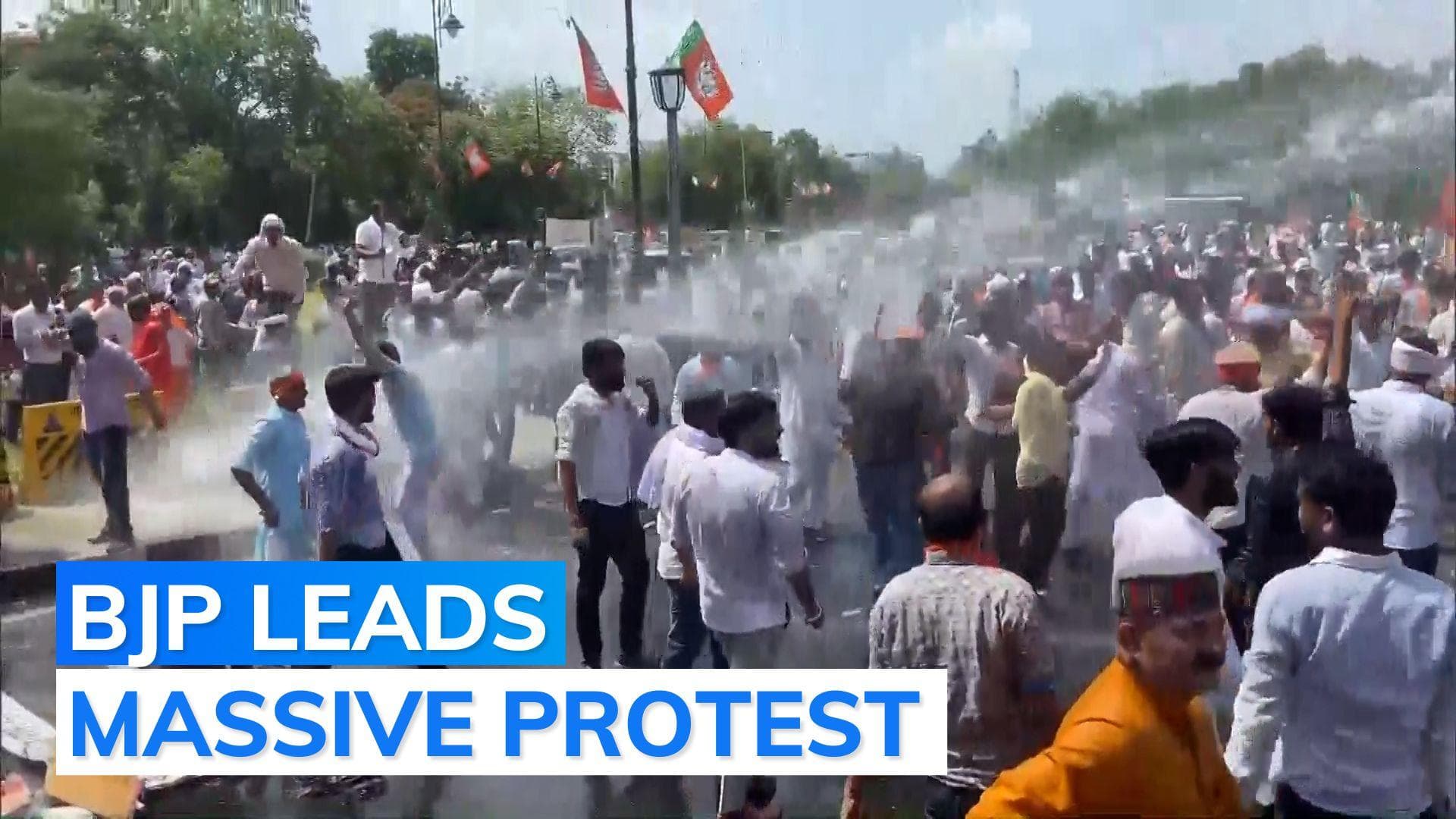 Jaipur: Police use water cannon on BJP workers protesting against Gehlot govt | Watch