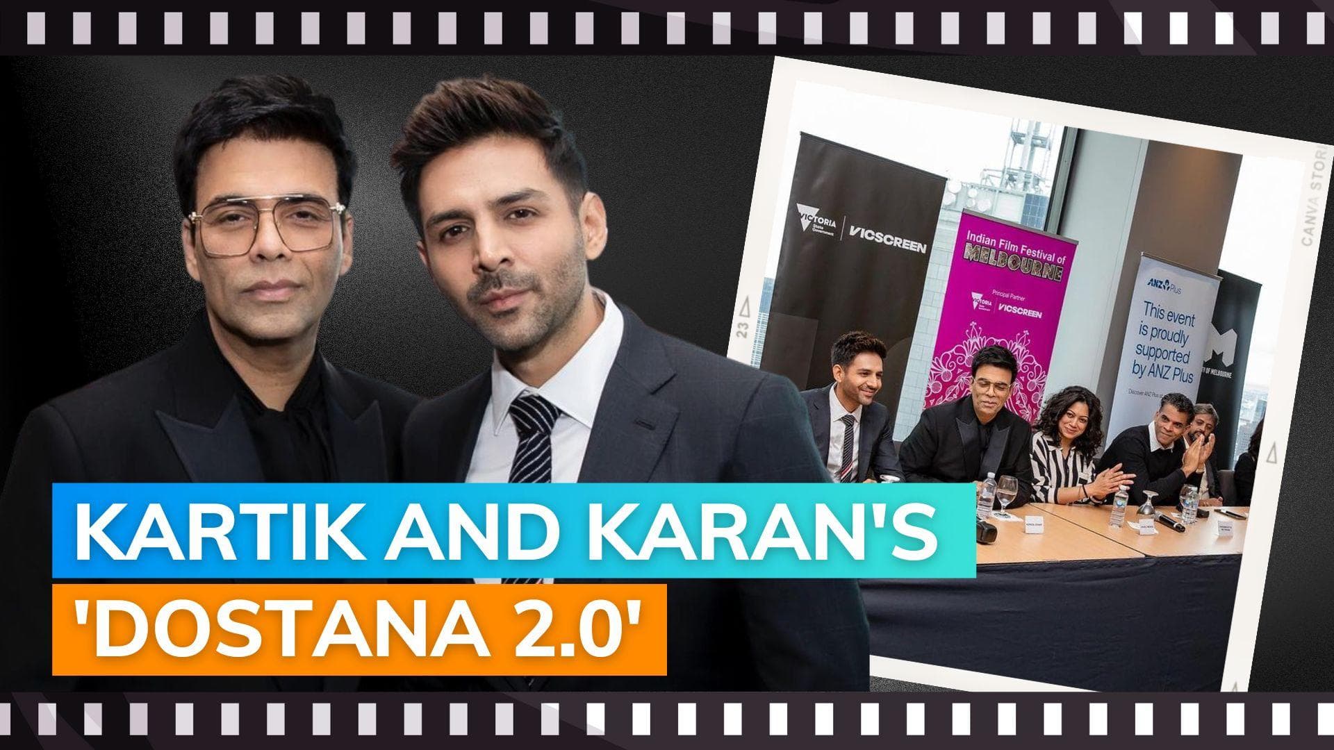 Kartik Aaryan catches up with Karan Johar at 14th Indian Film Festival of Melbourne | See pics