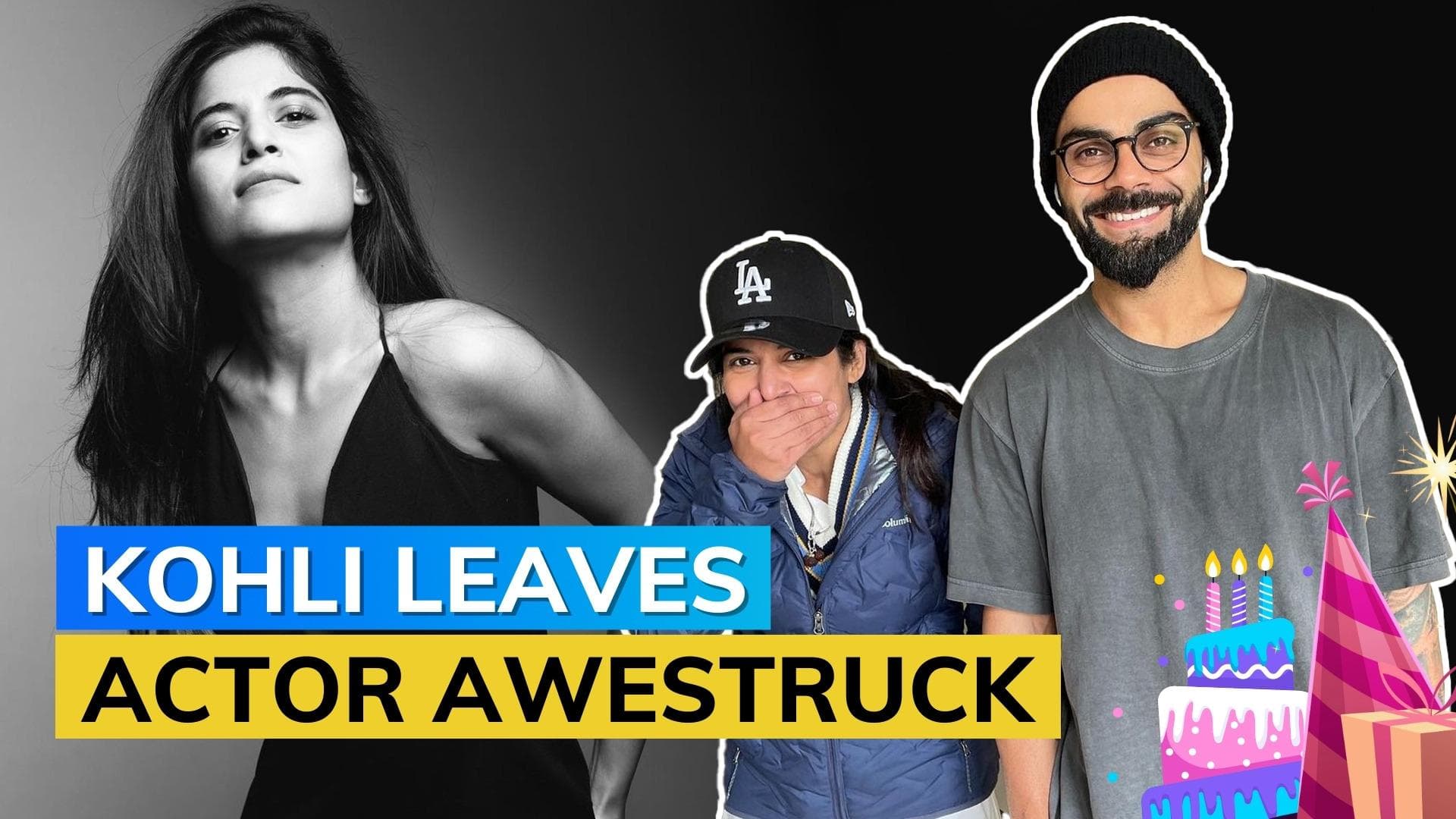 WATCH: 'Chakda Xpress' star Anshul Chauhan can't stop blushing on meeting Virat Kohli