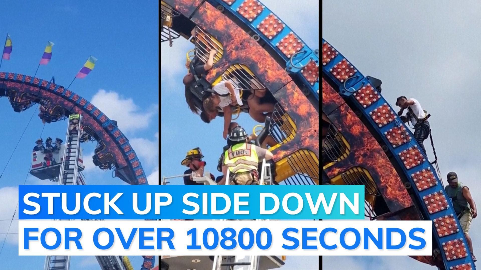 Video: 8 roller coaster riders trapped upside down