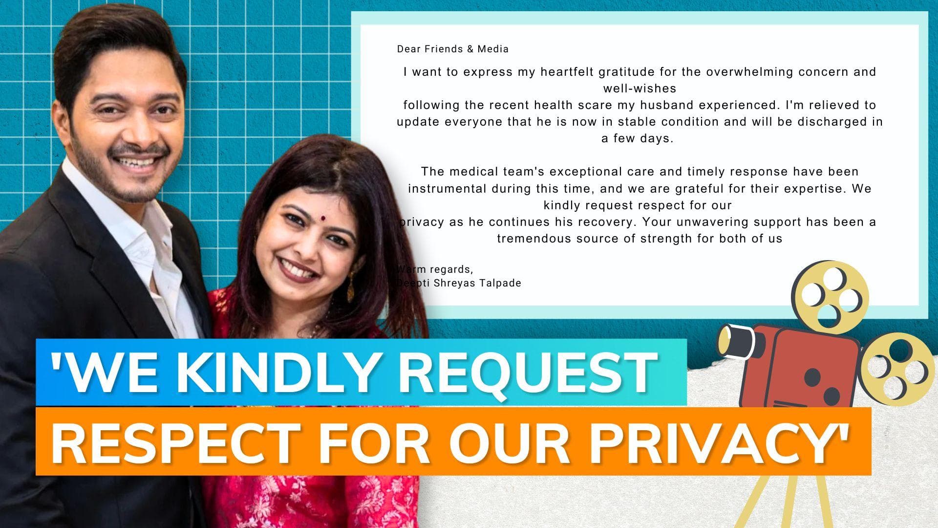 Shreyas Talpade’s wife Deepti shares health update’; says actor will be discharged in a few days