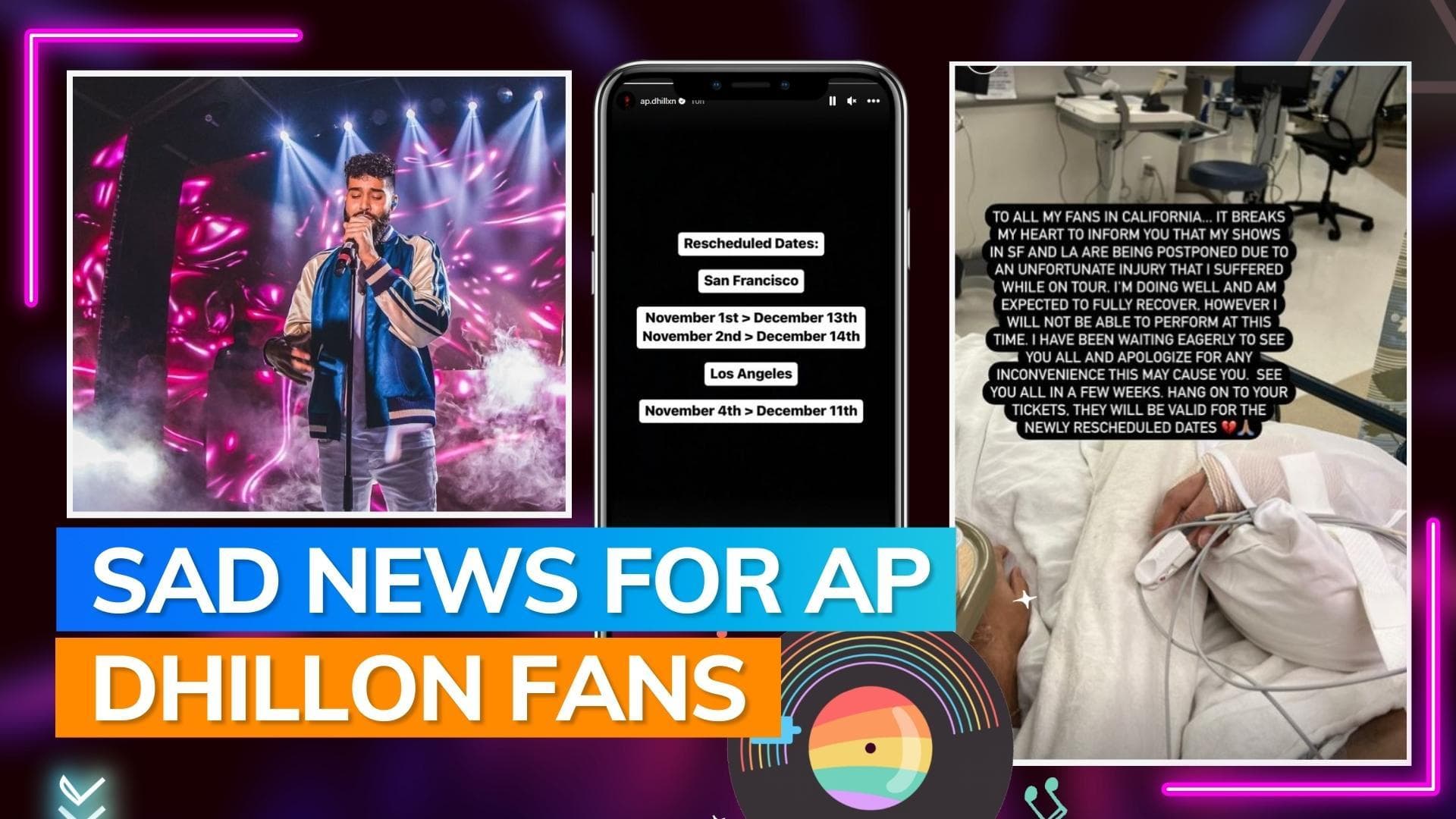 AP Dhillon injured on tour, shares photo from hospital as he announces cancellation of some US shows 